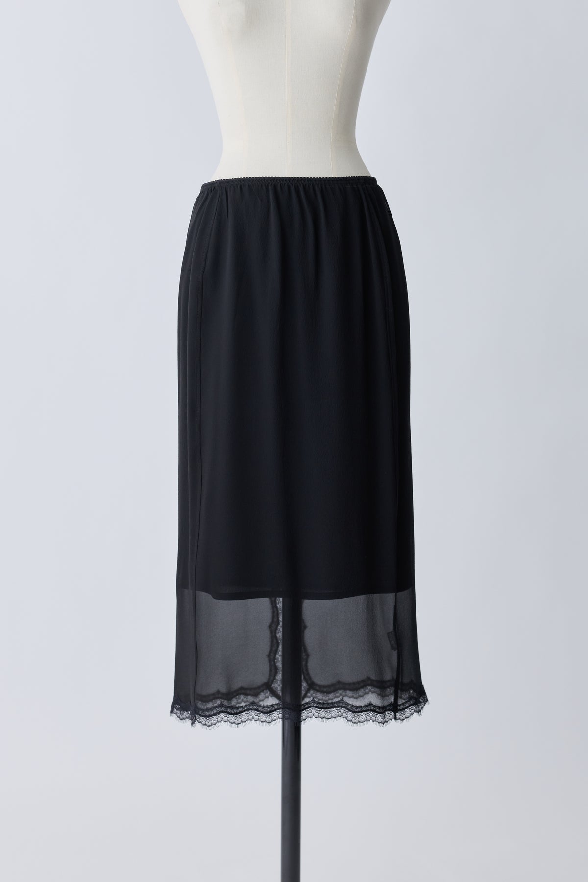 Caroli silk sheer skirt_black
