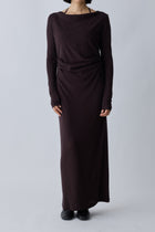 Scheat tuck dress_brown