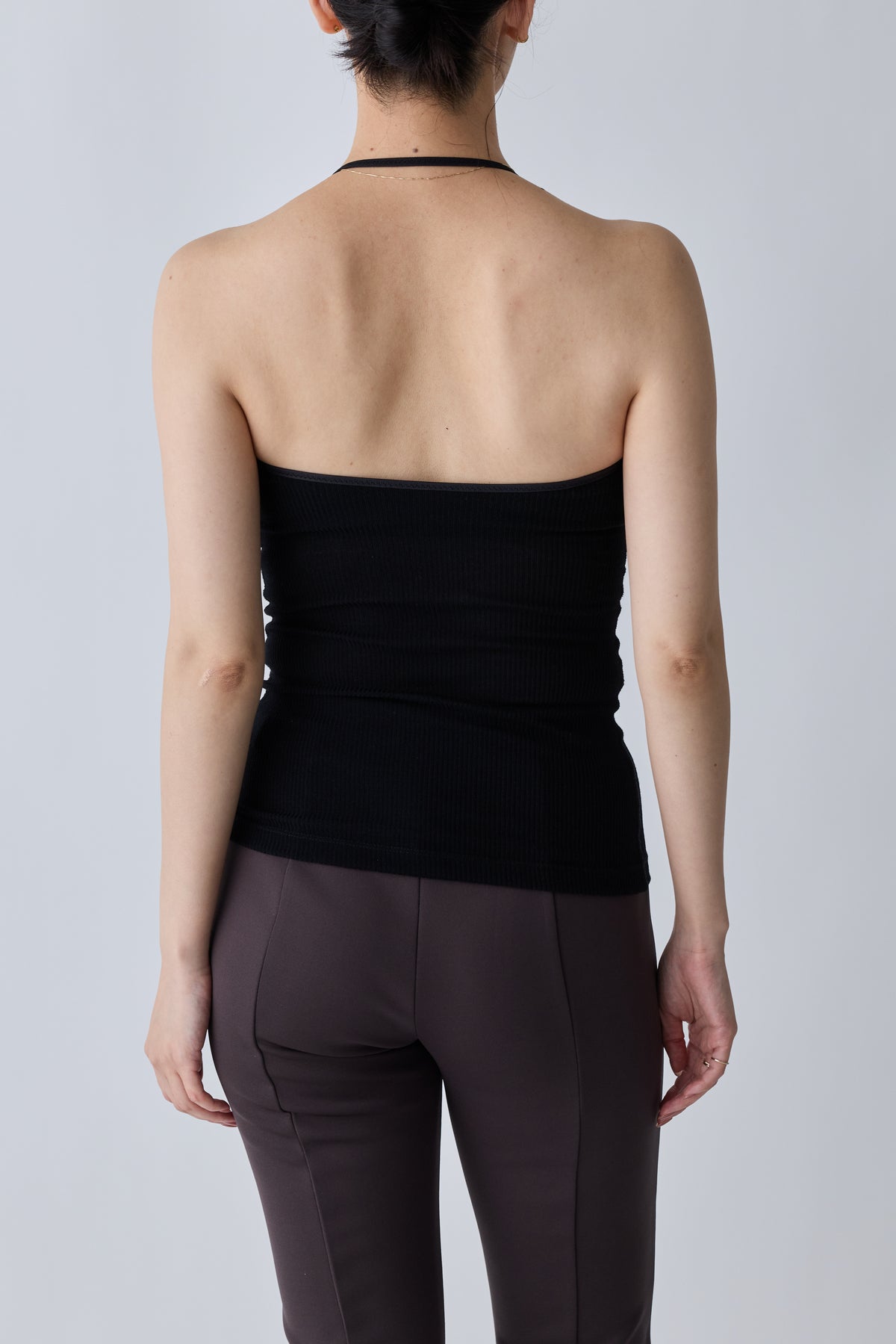 Nekkar rib halter tops_black