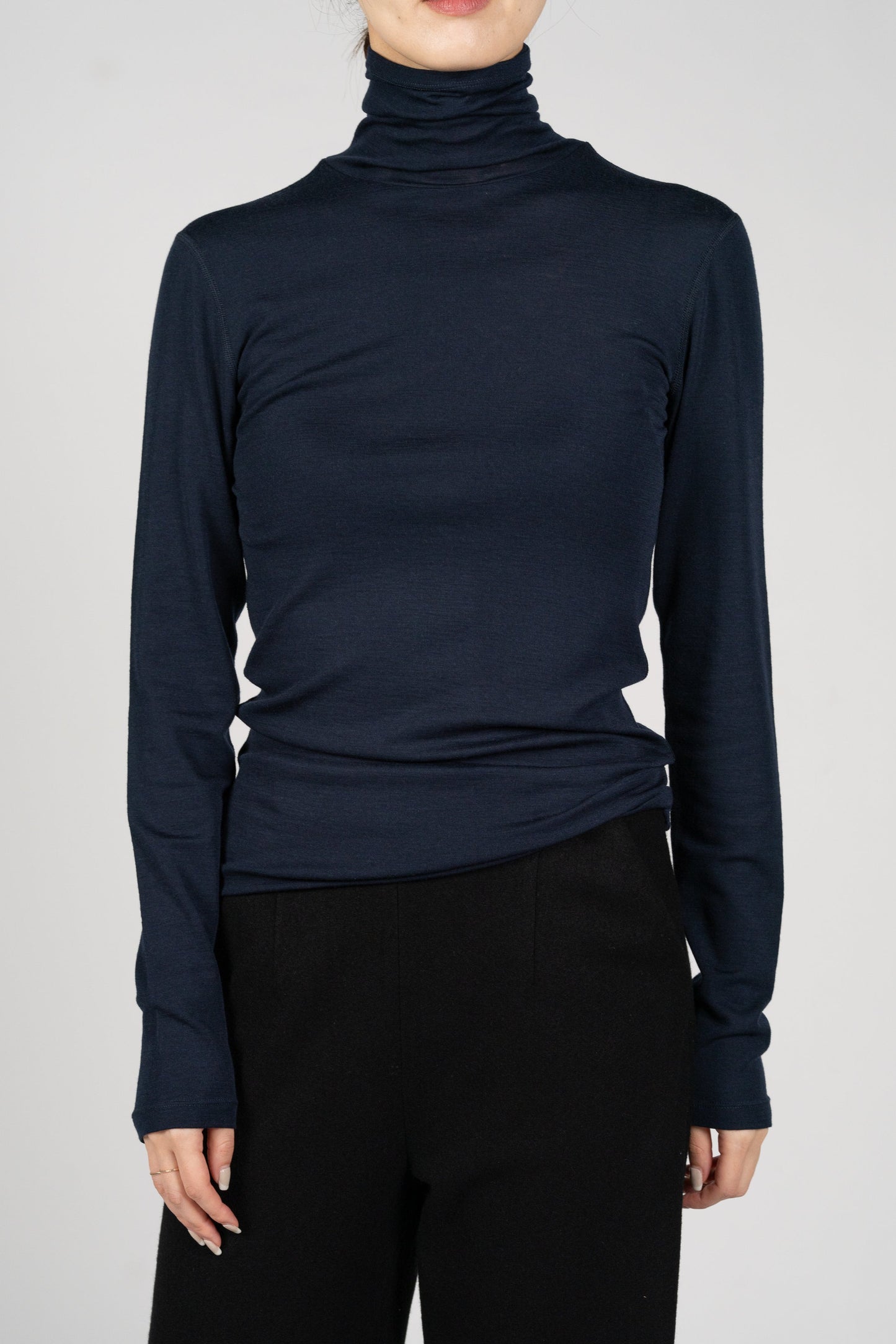 Bootis wool turtleneck tops_Navy