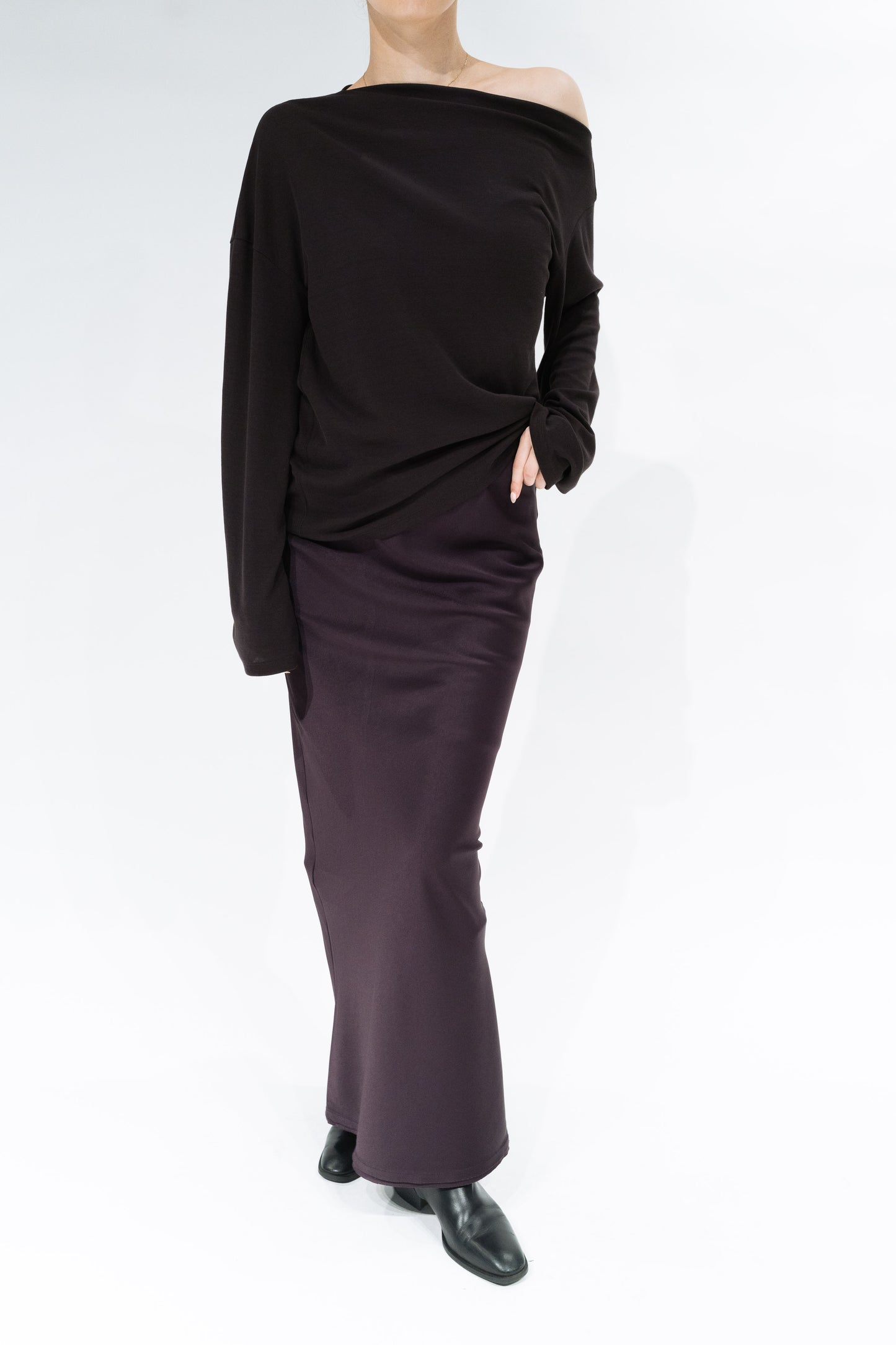 Phekda Narrow Skirt_brown