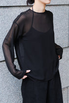 Caroli silk sheer tops_black