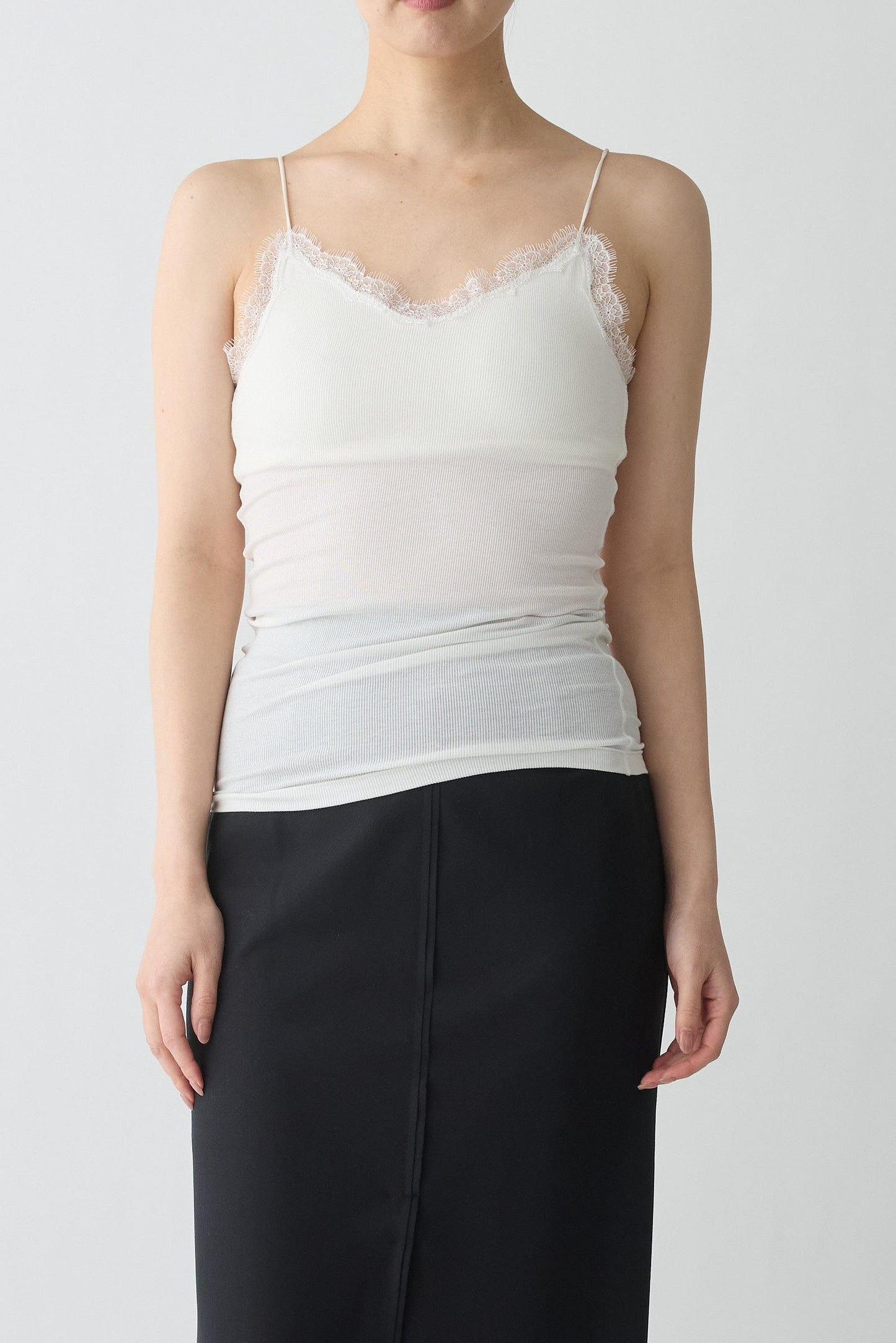 Algol Lace Rib Camisole_wihte
