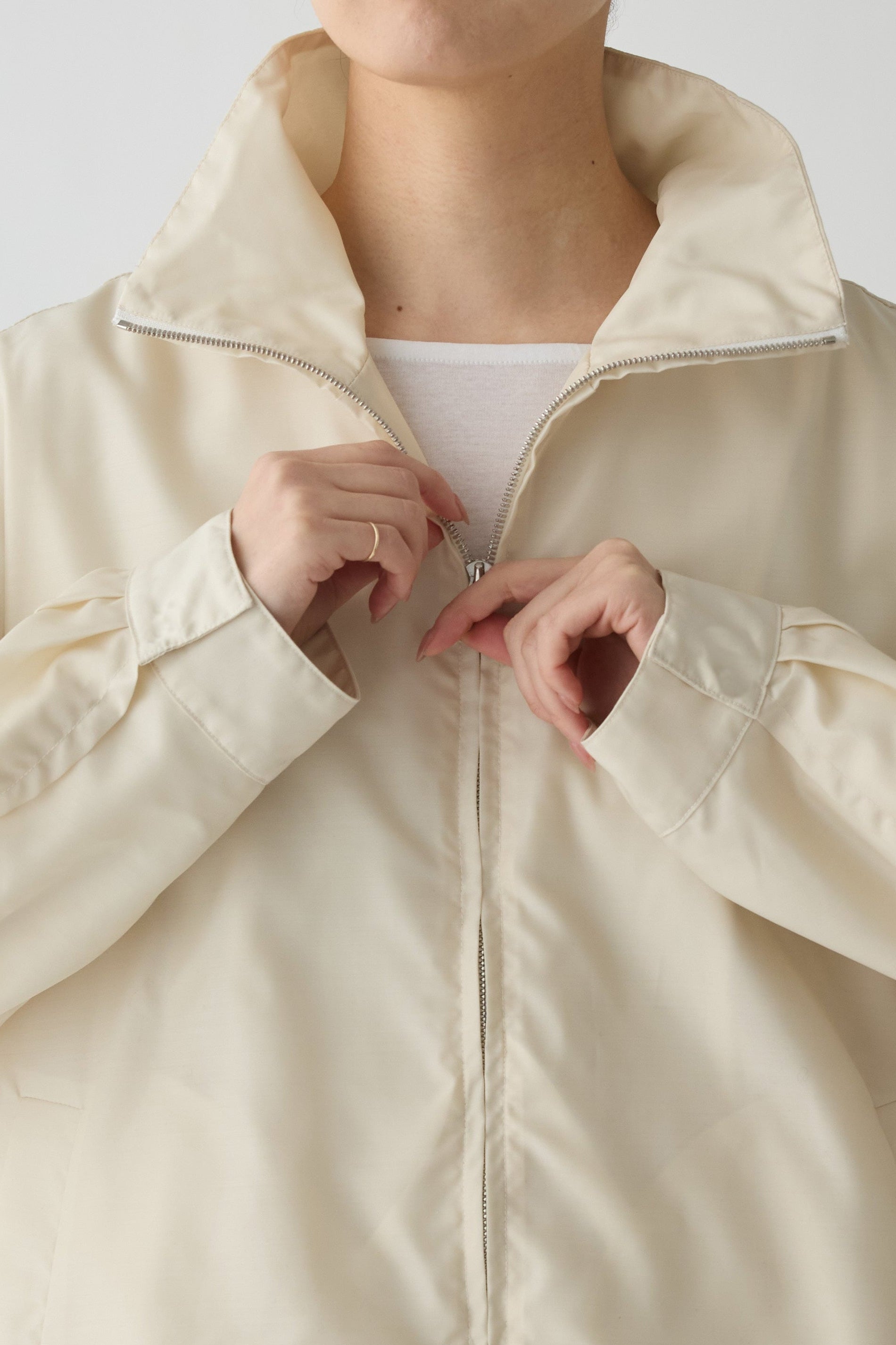 PHERE Piscium Zip-up jacket ジップアップブルゾン Piscium Zip-up jacket_white – PHERE