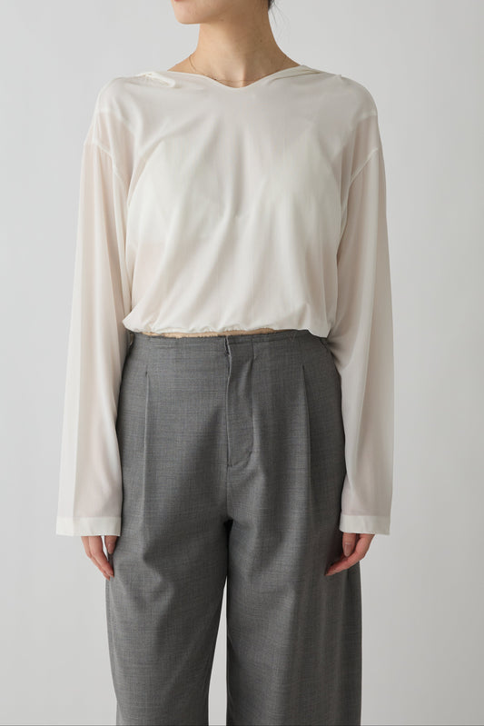 Kaitos Draped Hooded Top_white