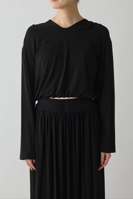 Kaitos Draped Hooded Top_black