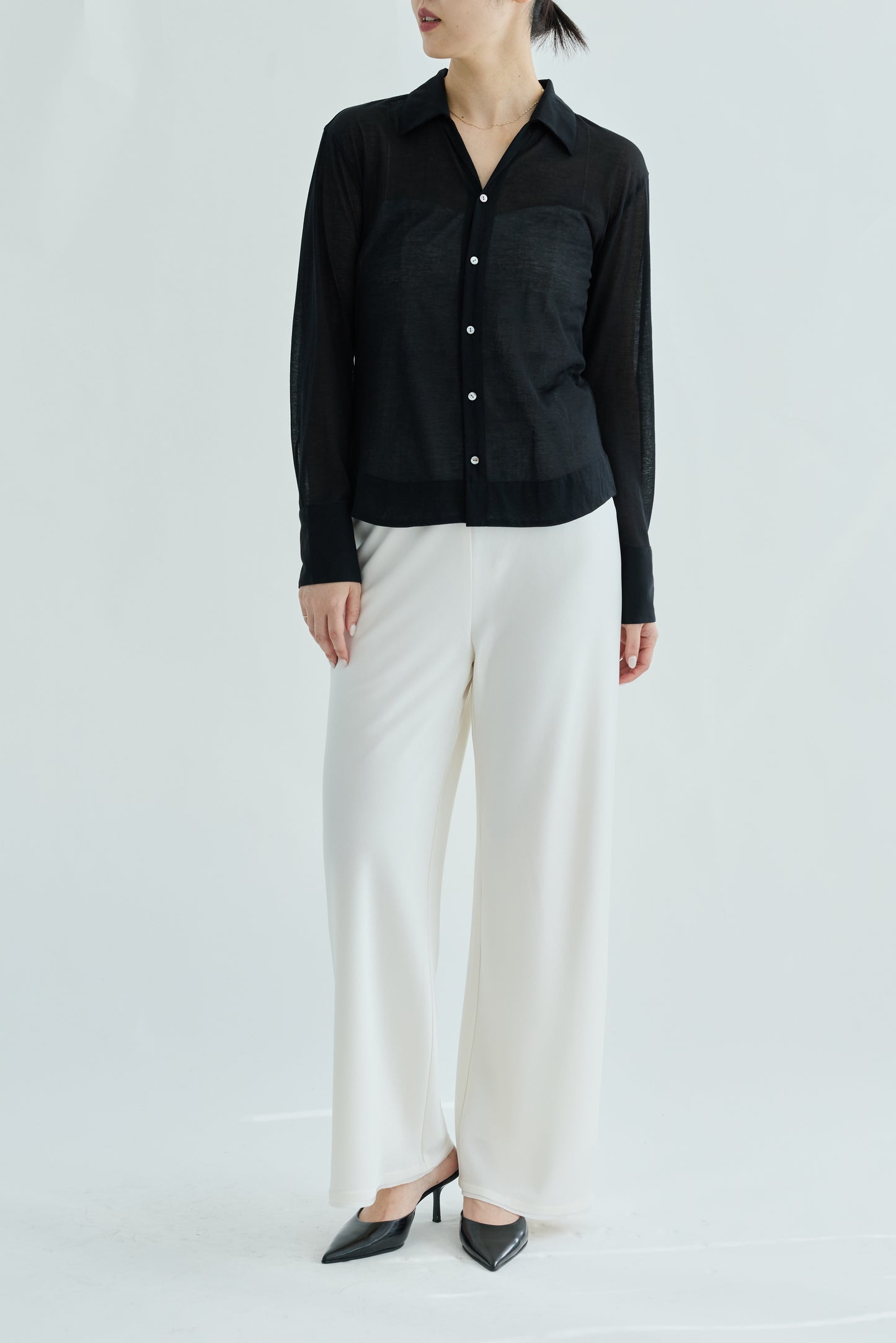 Naos compact sheer shirt_black