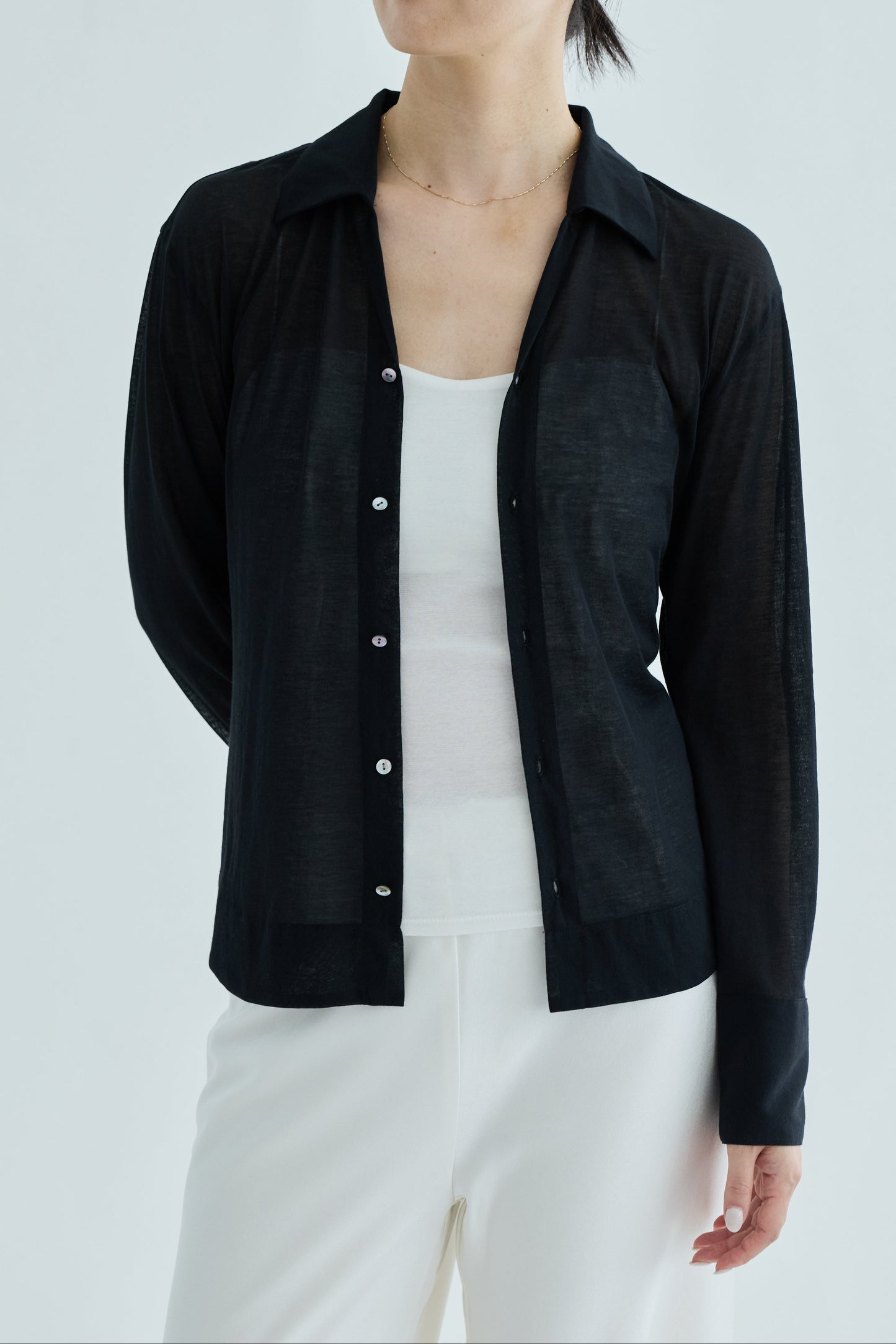 Naos compact sheer shirt_black