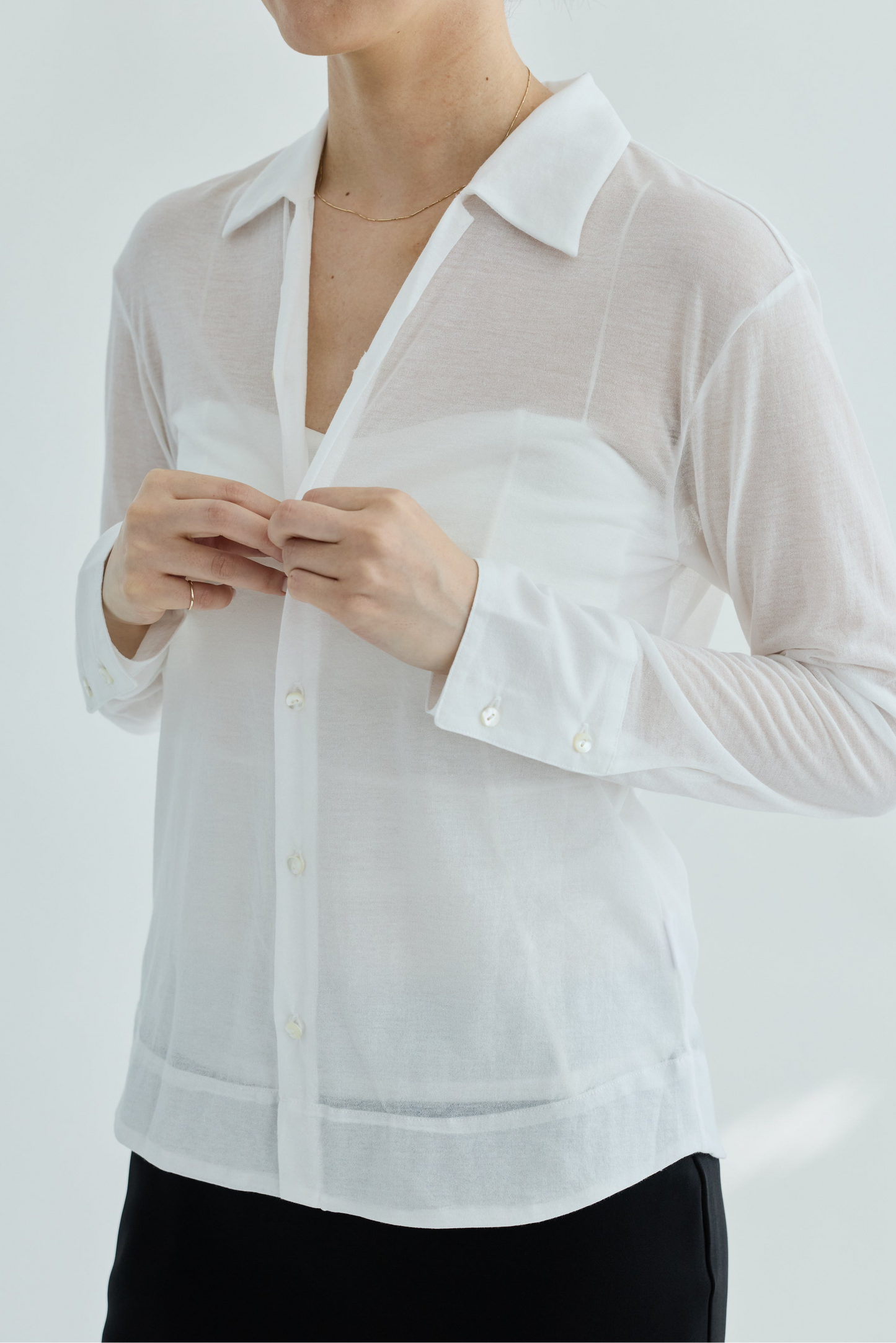 Naos compact sheer shirt_white