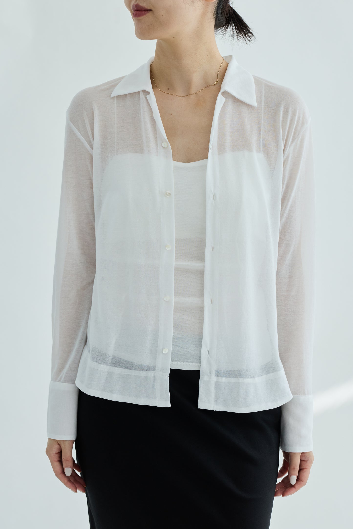 Naos compact sheer shirt_white