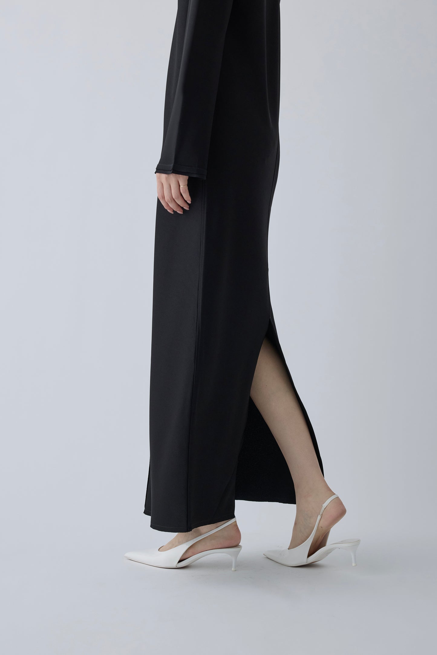 Phekda satin dress_Black