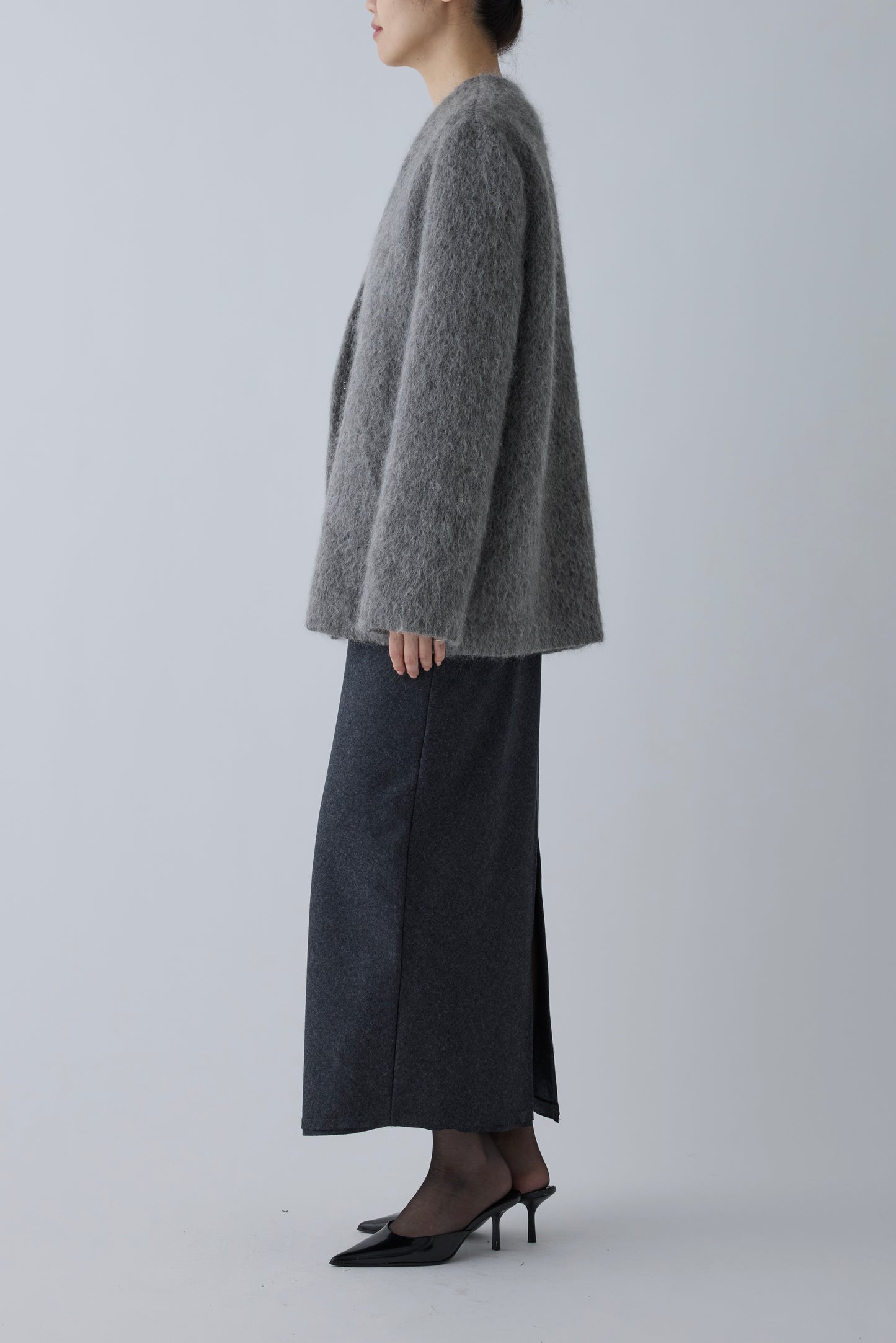 Muscae mohair short coat _ gray