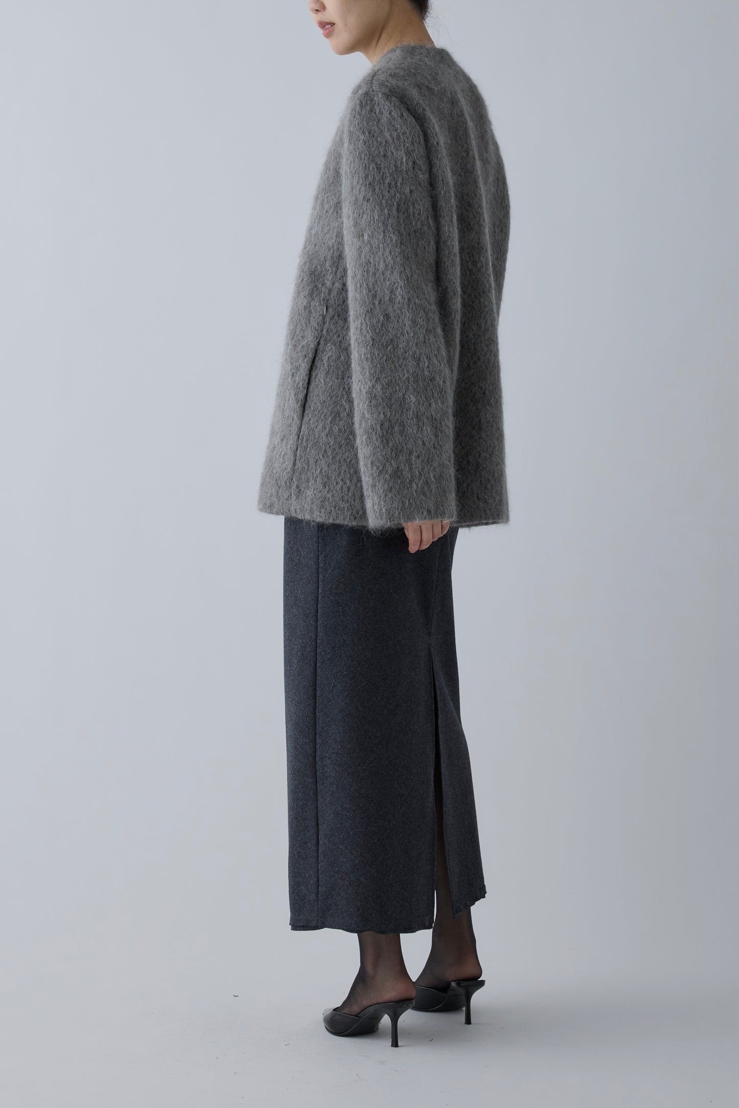 Muscae mohair short coat _ gray