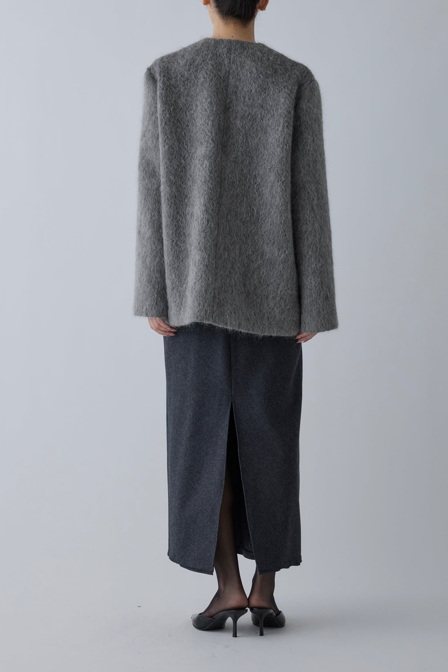 Muscae mohair short coat _ gray