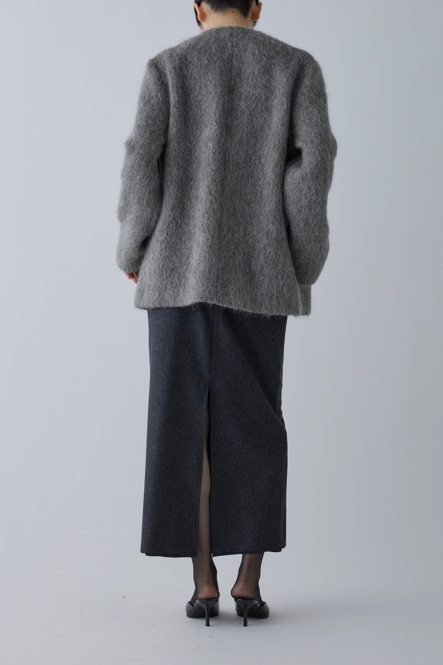 Muscae mohair short coat _ gray