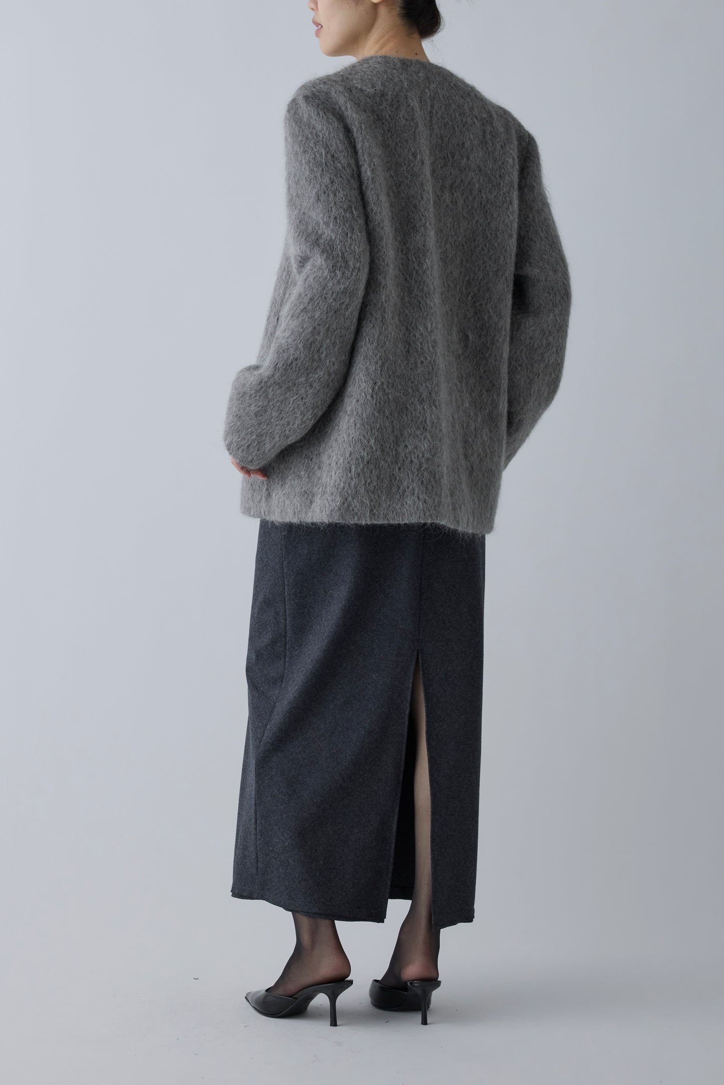 Muscae mohair short coat _ gray