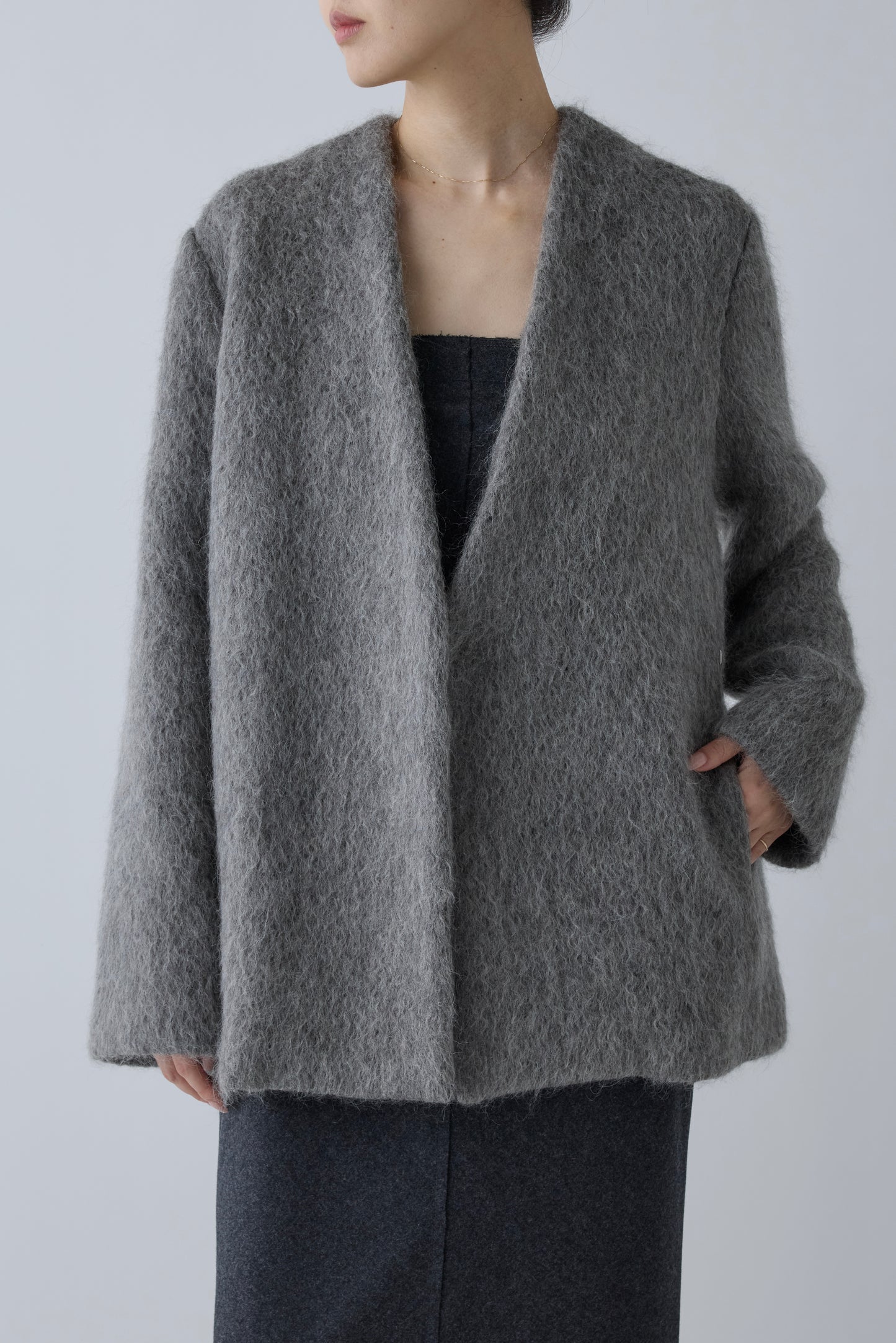 Muscae mohair short coat _ gray