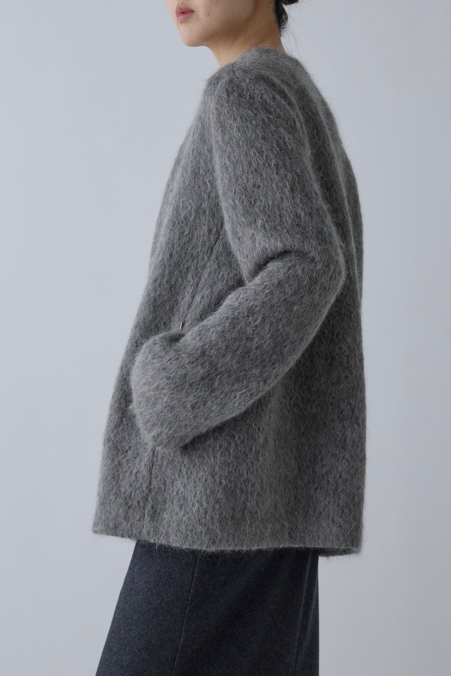 Muscae mohair short coat _ gray