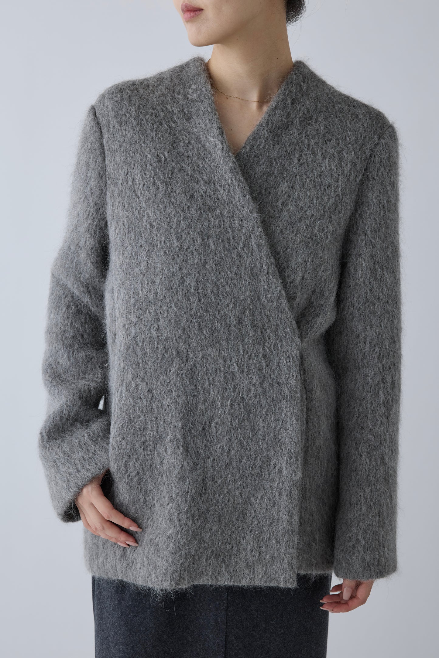 Muscae mohair short coat _ gray