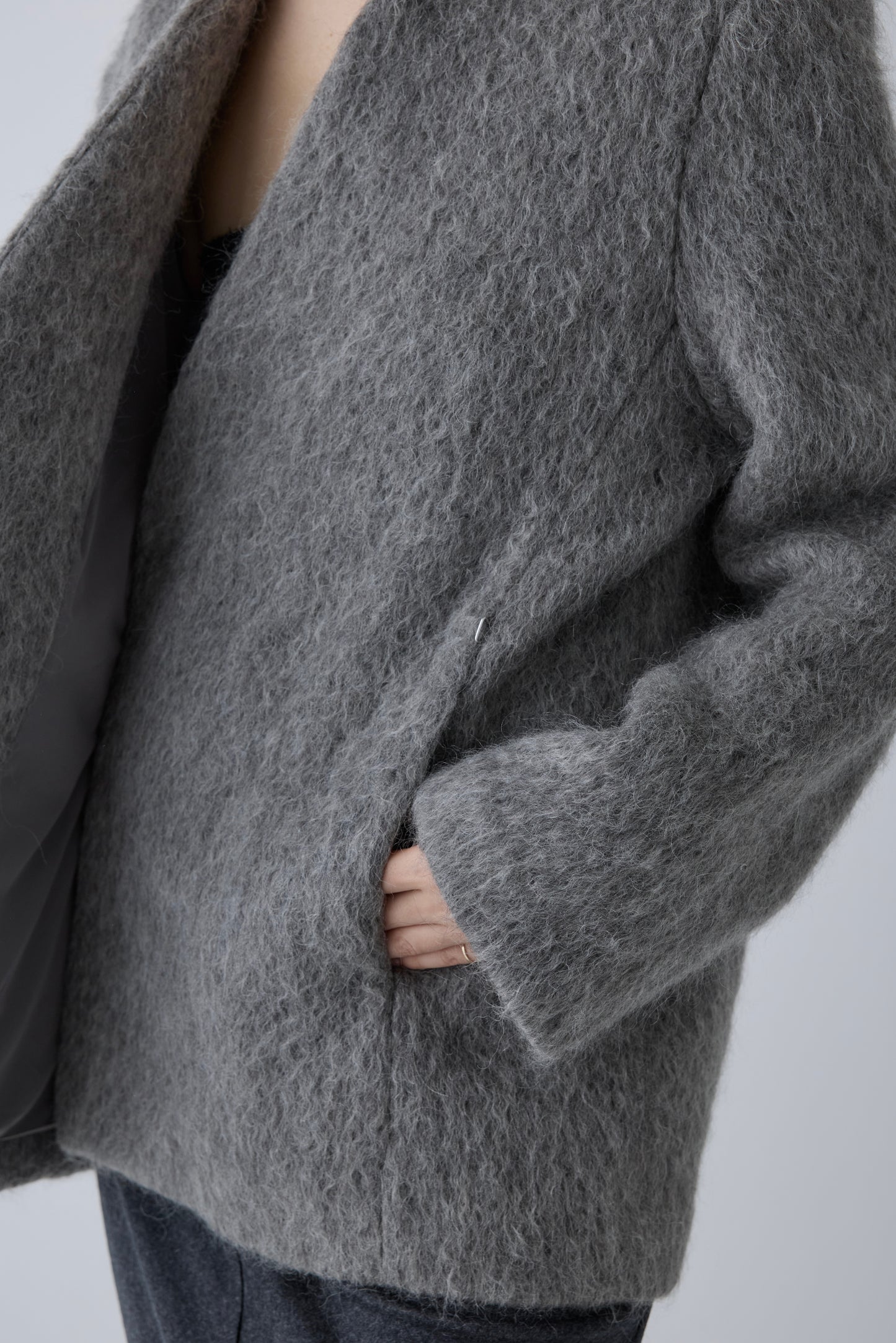 Muscae mohair short coat _ gray