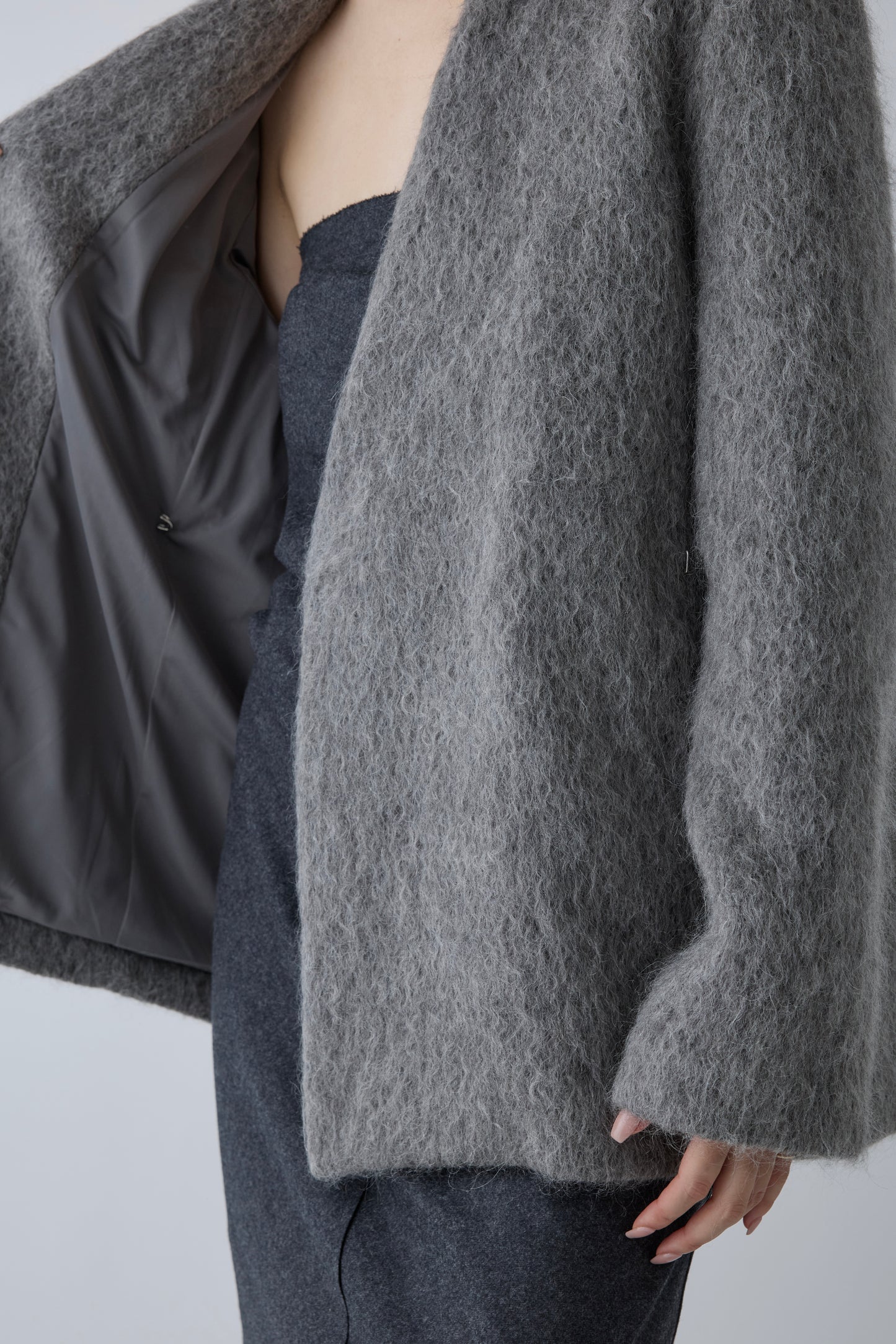 Muscae mohair short coat _ gray