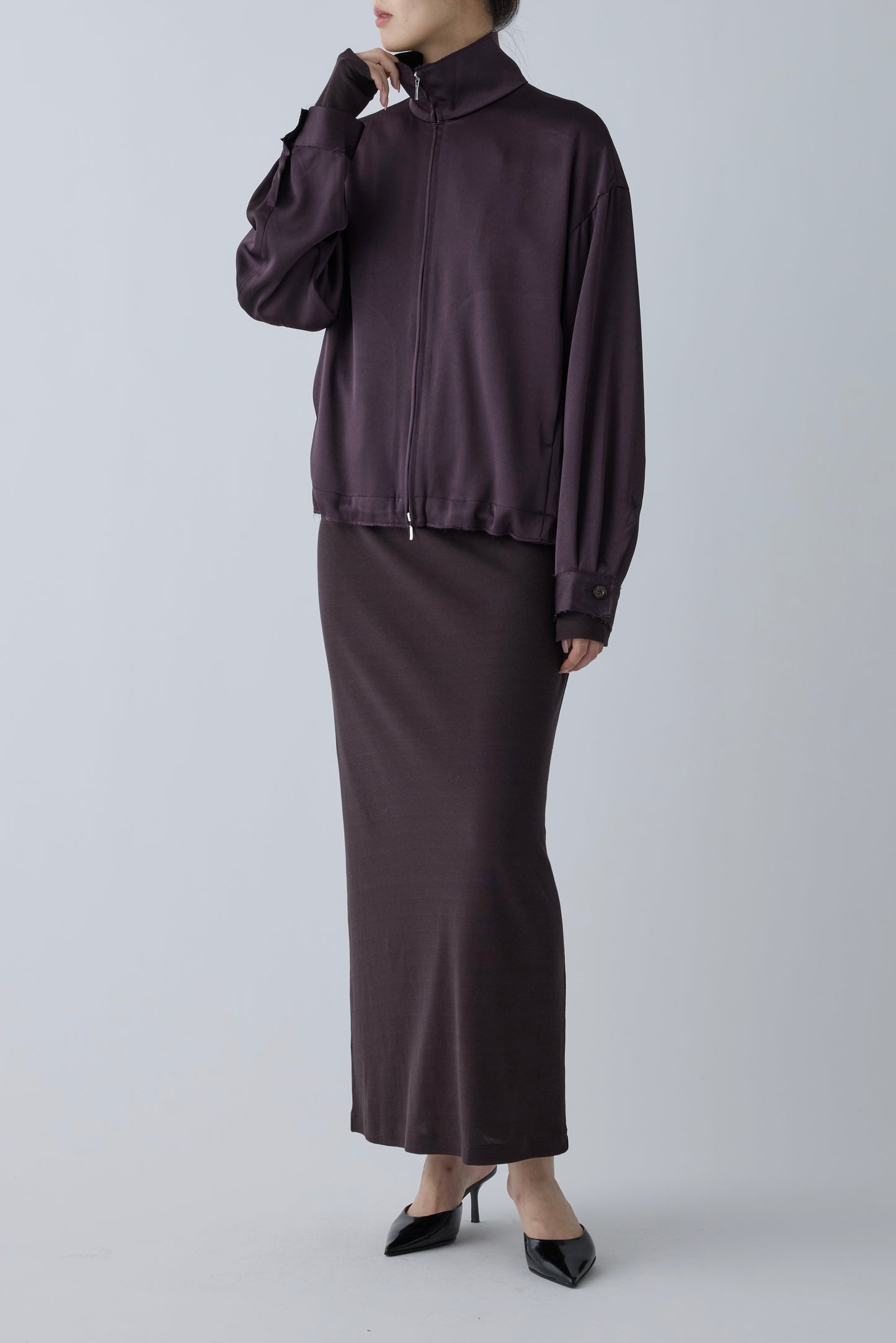 Phekda satin blouson_Brown