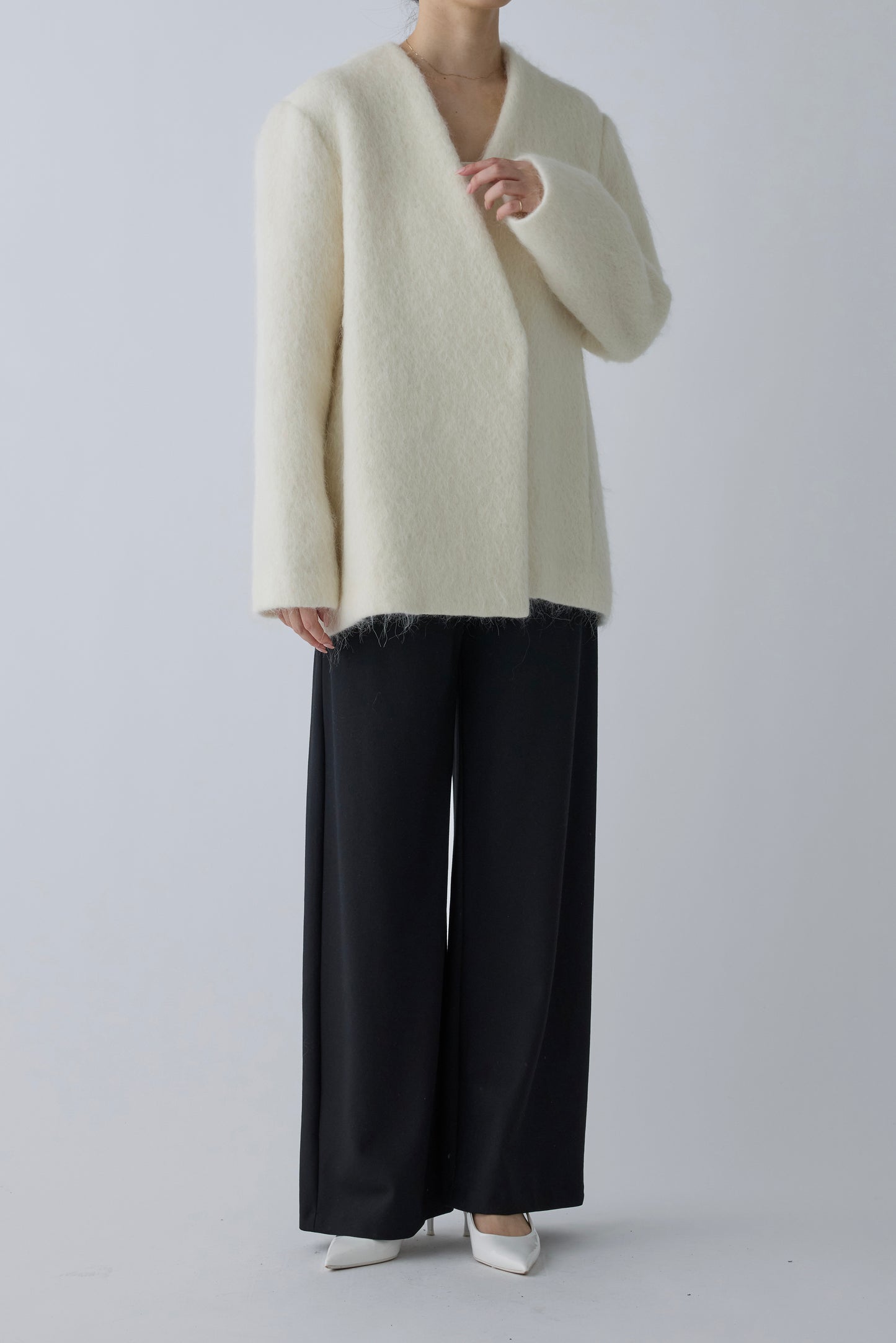 Muscae mohair short coat _ white