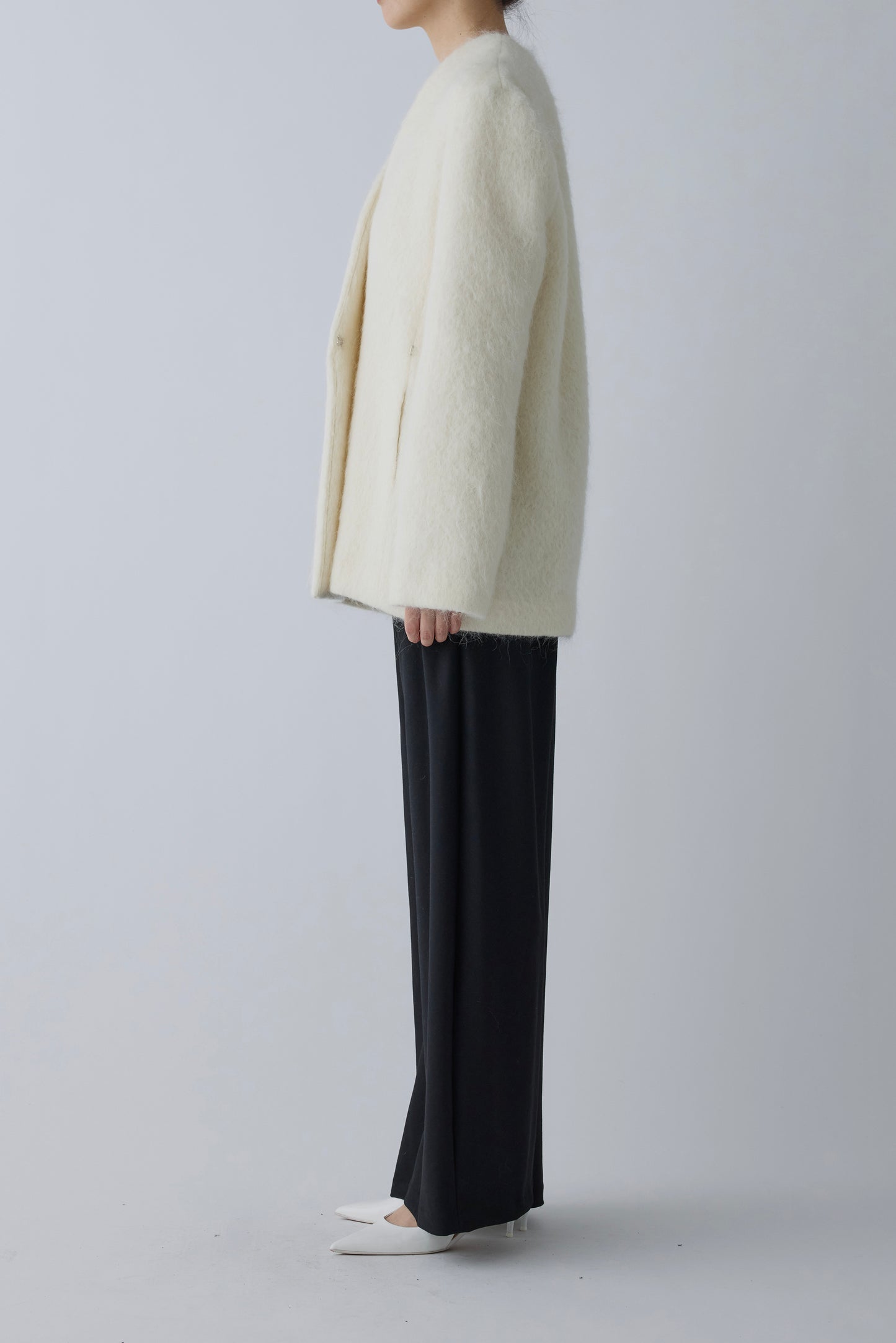 Muscae mohair short coat _ white