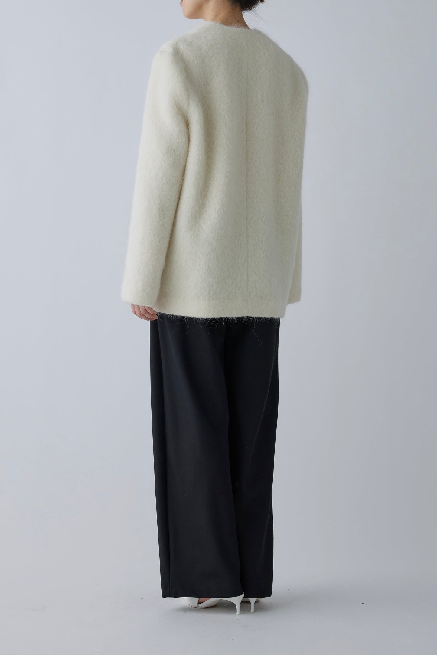 Muscae mohair short coat _ white