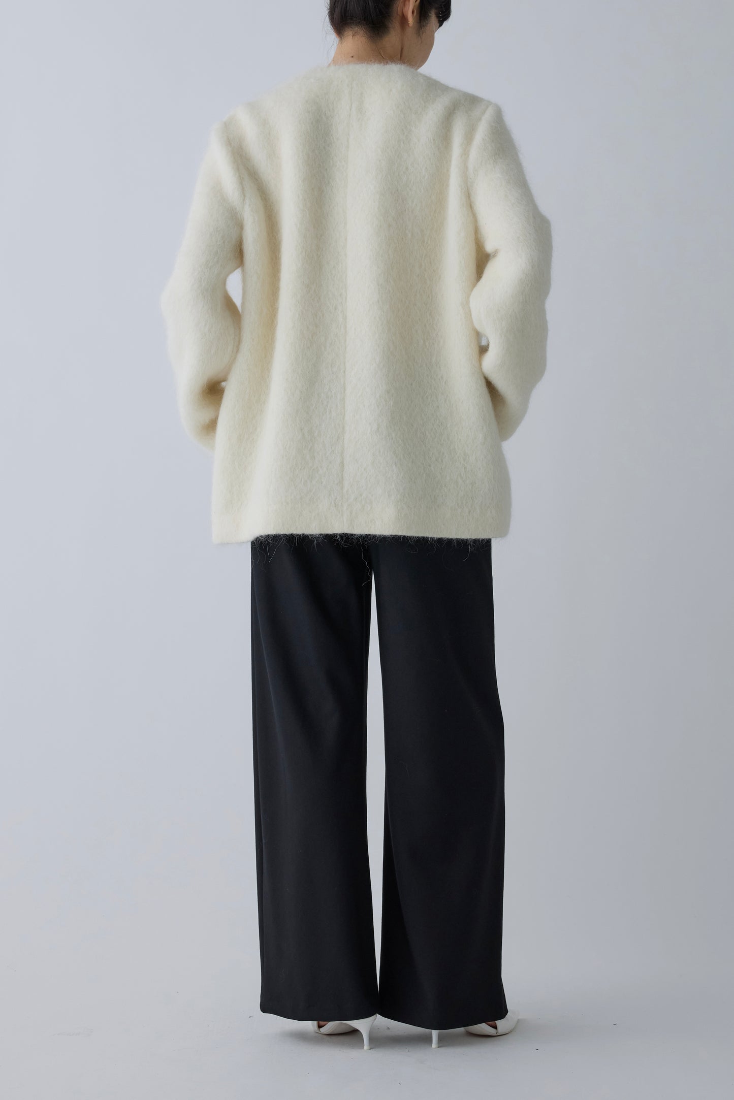 Muscae mohair short coat _ white