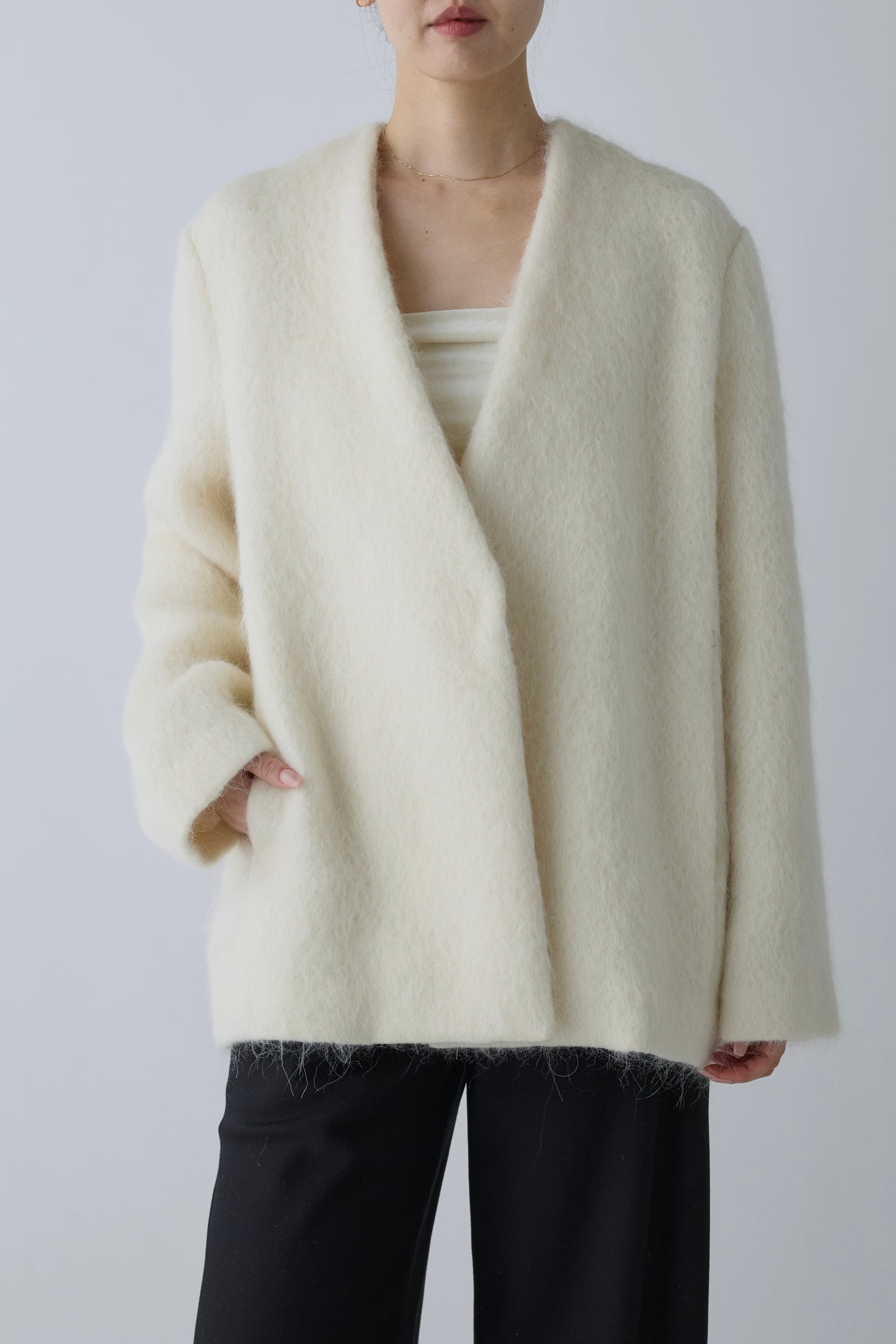 Muscae mohair short coat _ white