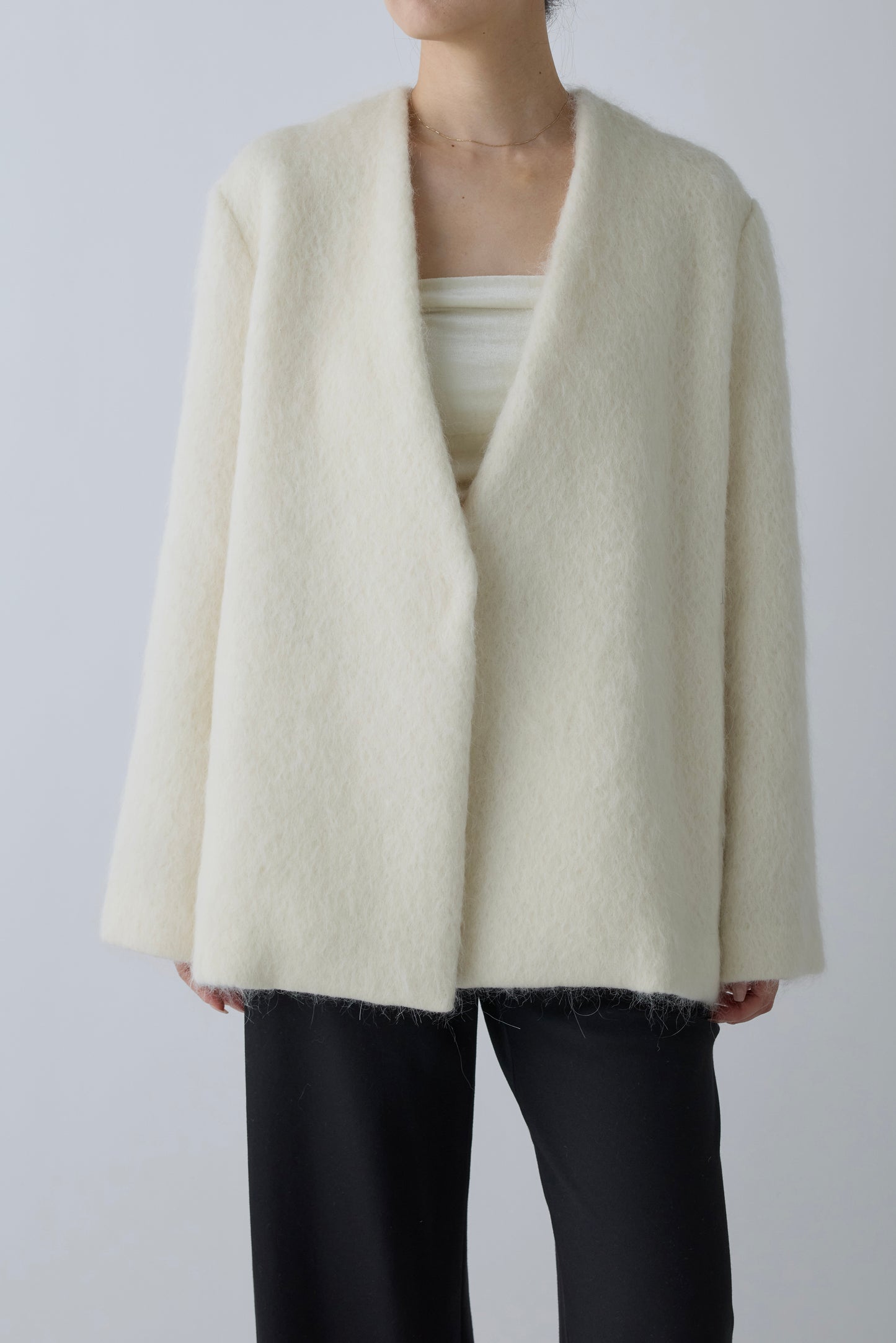 Muscae mohair short coat _ white