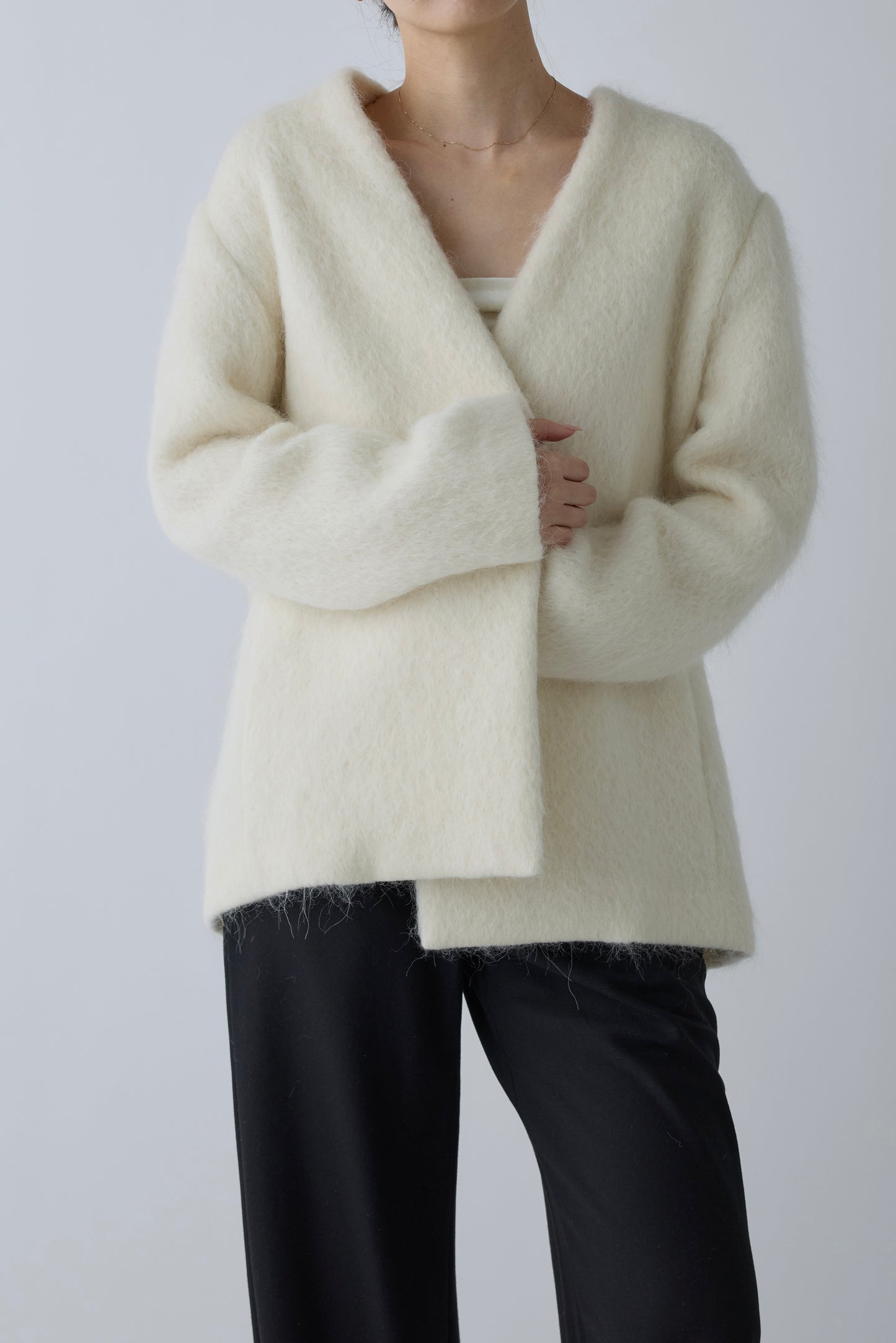Muscae mohair short coat _ white