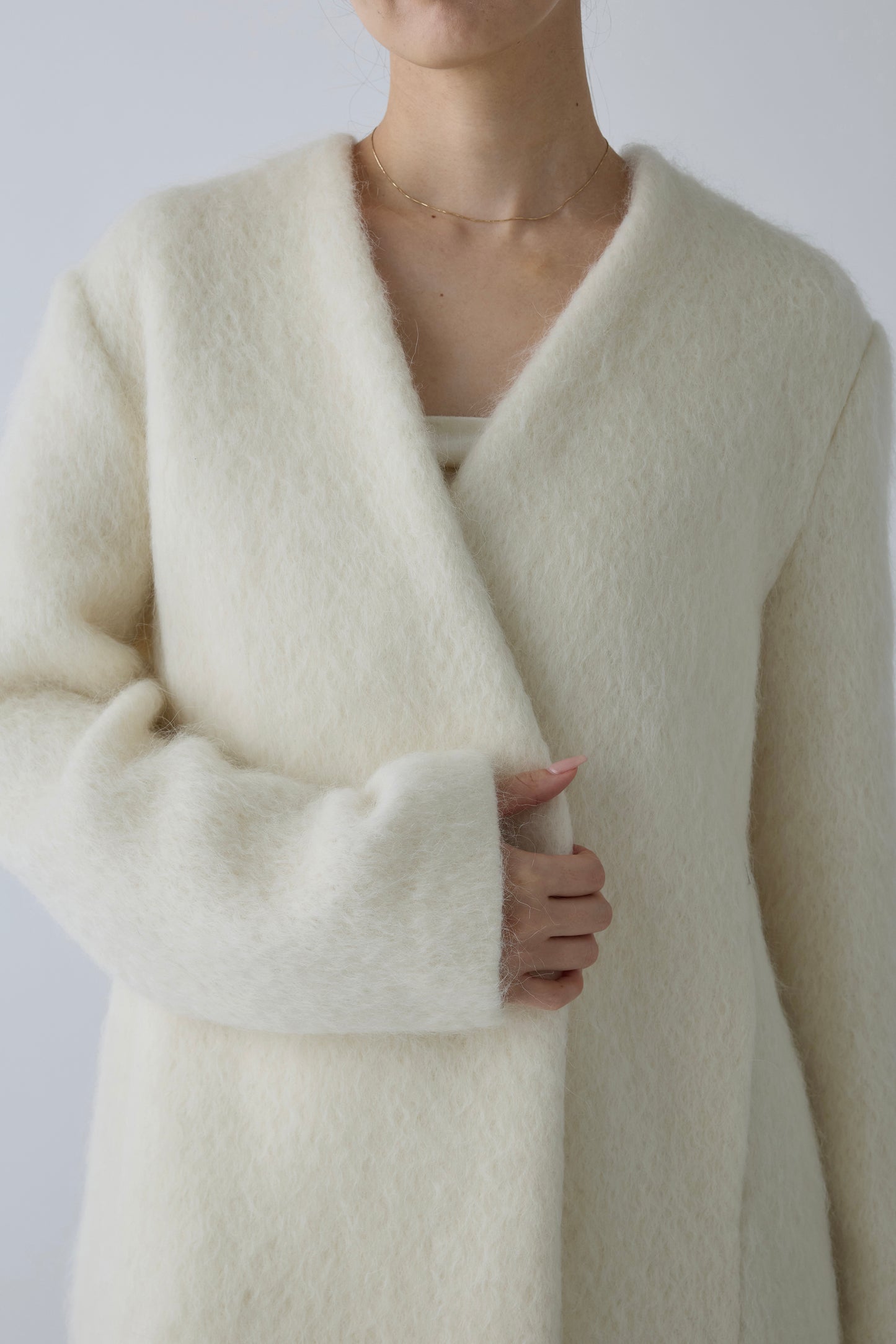 Muscae mohair short coat _ white