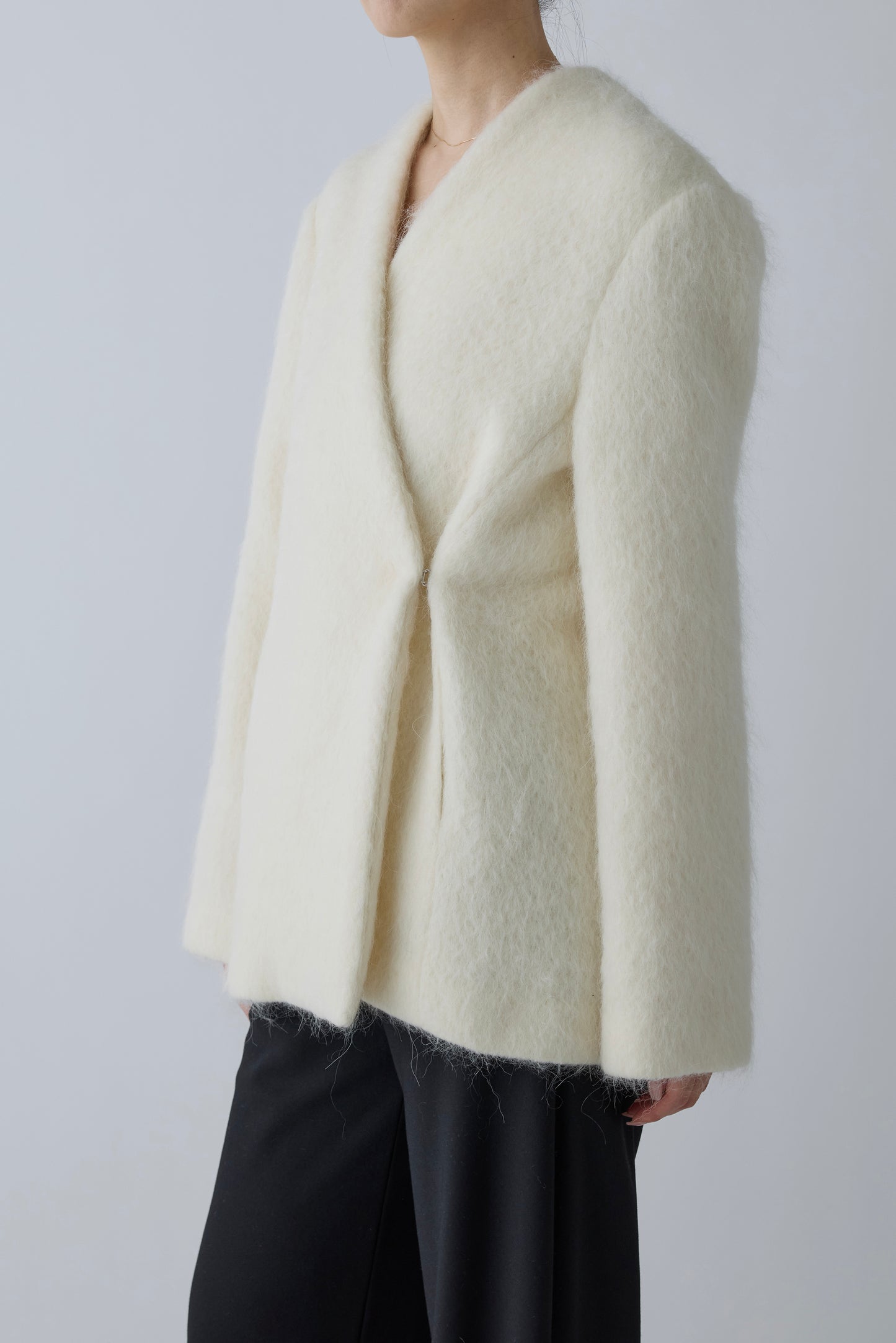 Muscae mohair short coat _ white