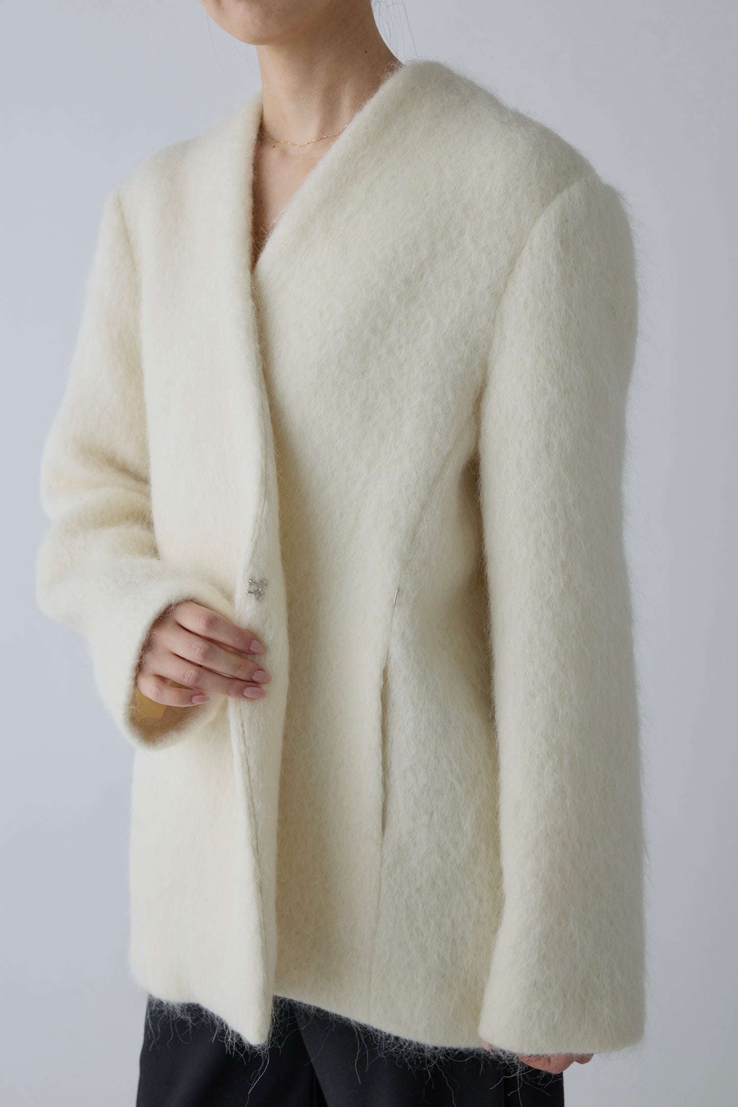 Muscae mohair short coat _ white
