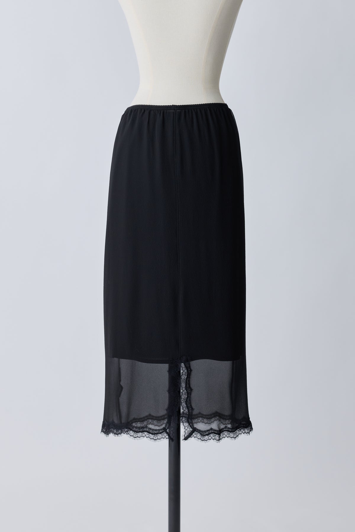 Caroli silk sheer skirt_black