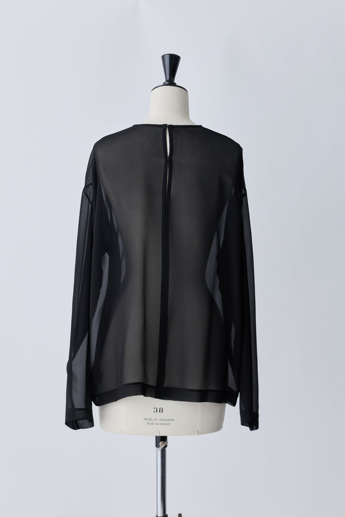 Caroli silk sheer tops_black