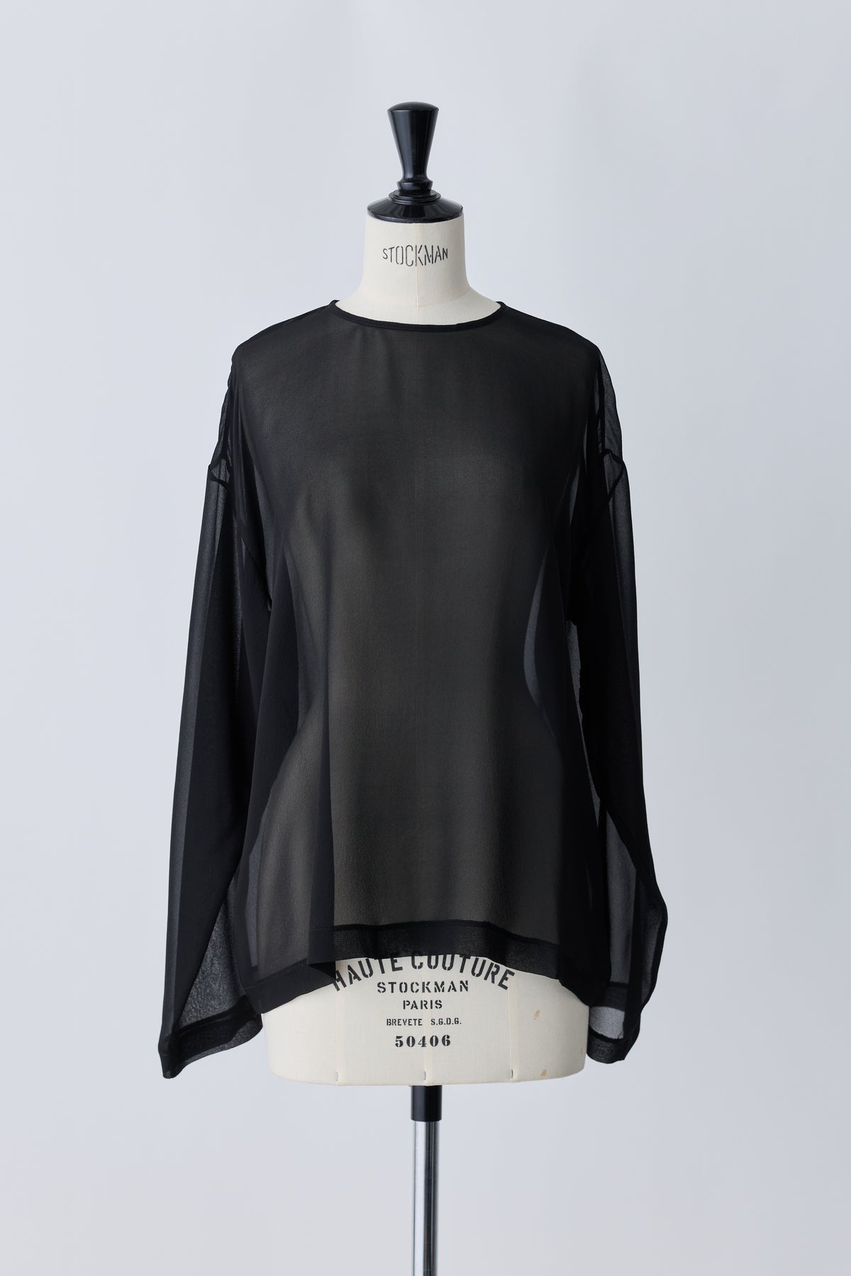 Caroli silk sheer tops_black