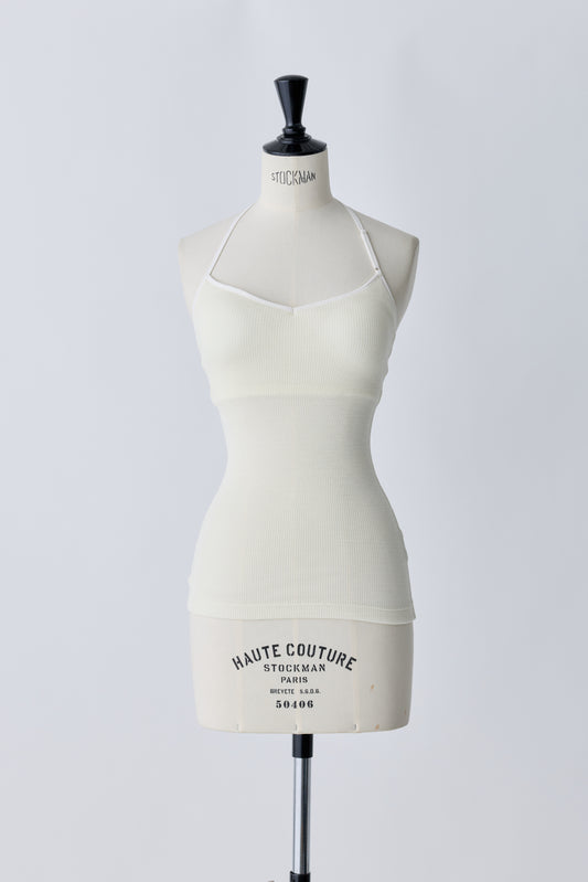 Nekkar rib halter tops_white