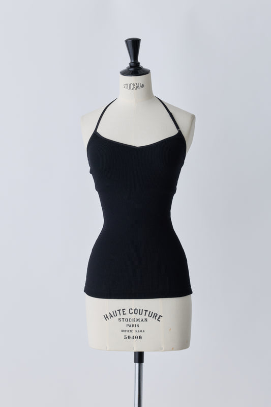 Nekkar rib halter tops_black