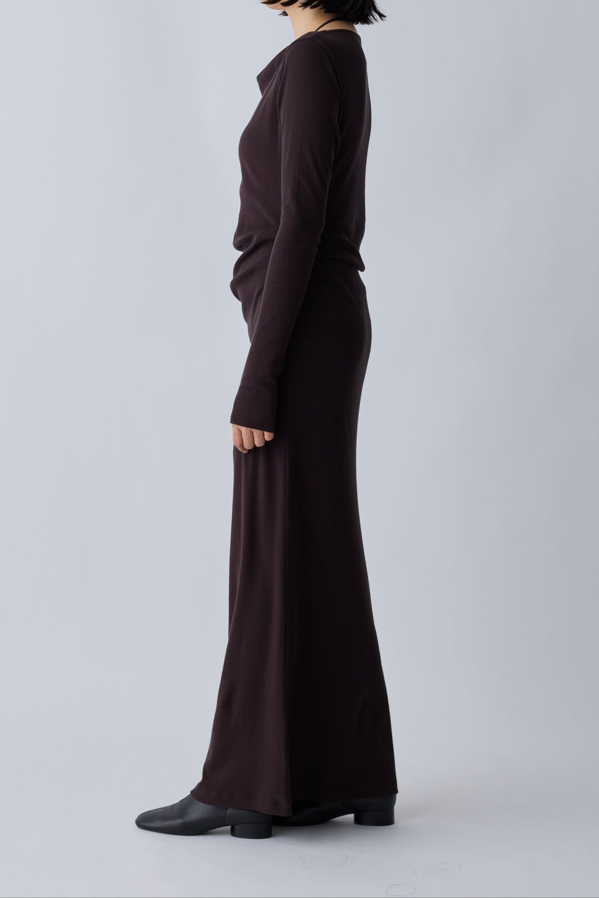 Scheat tuck dress_brown