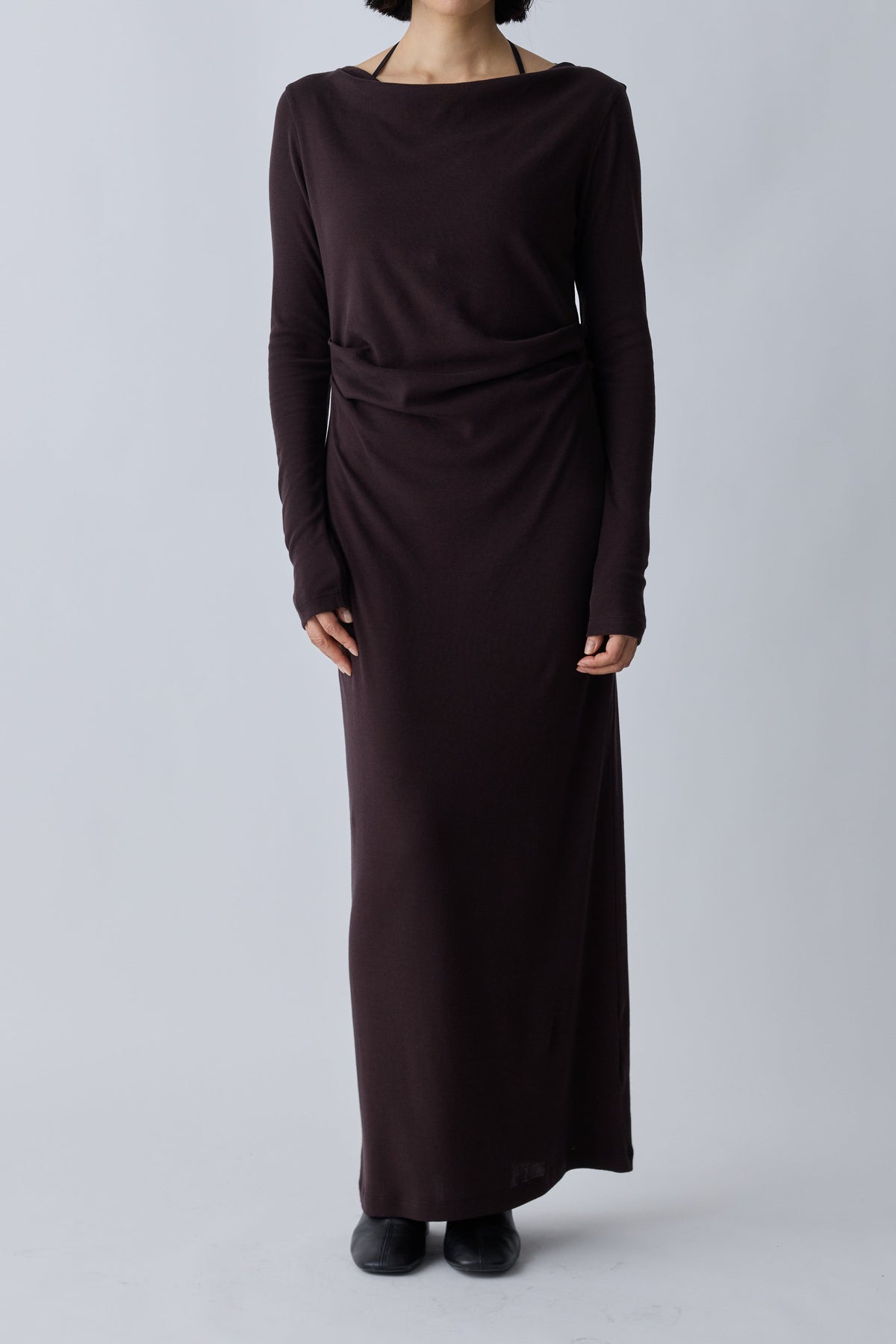 Scheat tuck dress_brown
