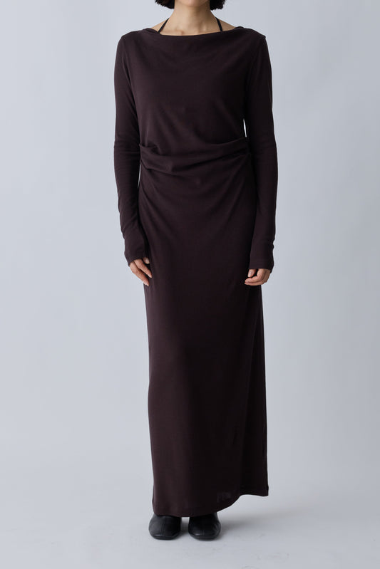 Scheat tuck dress_brown