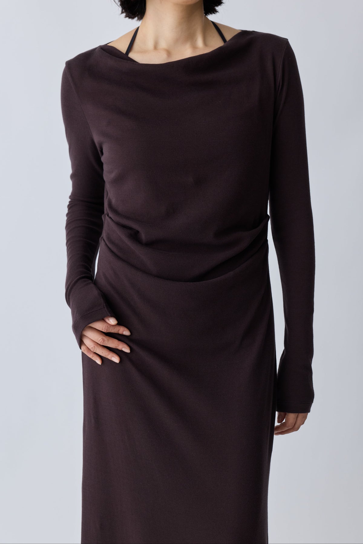 Scheat tuck dress_brown