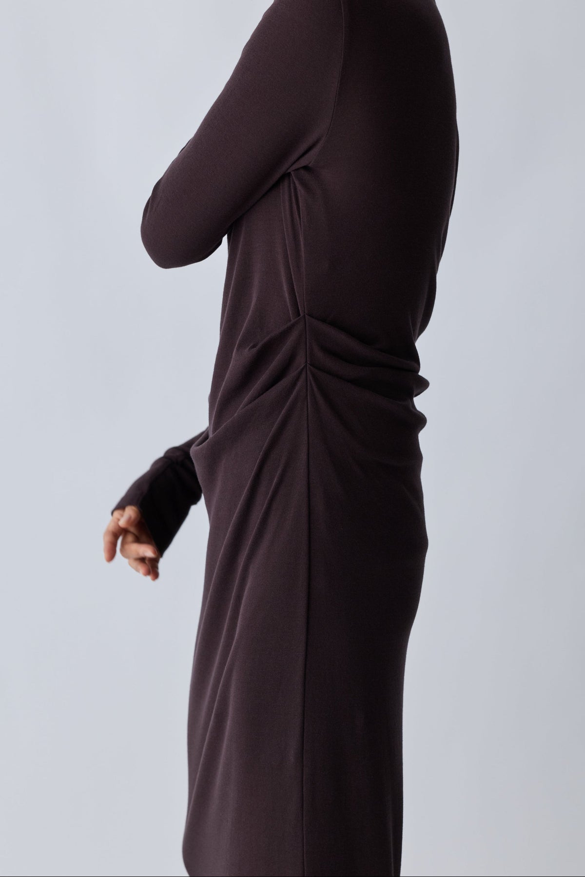 Scheat tuck dress_brown