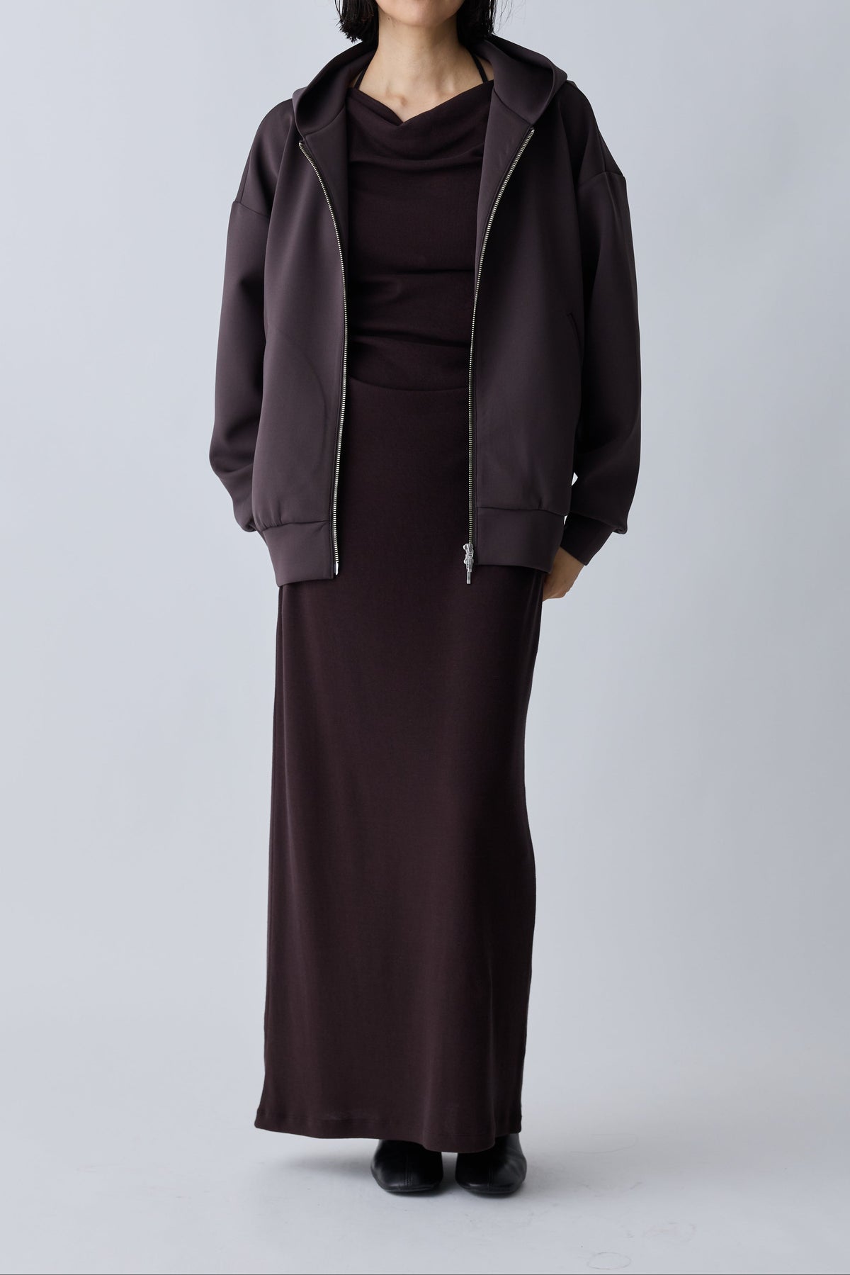 Scheat tuck dress_brown