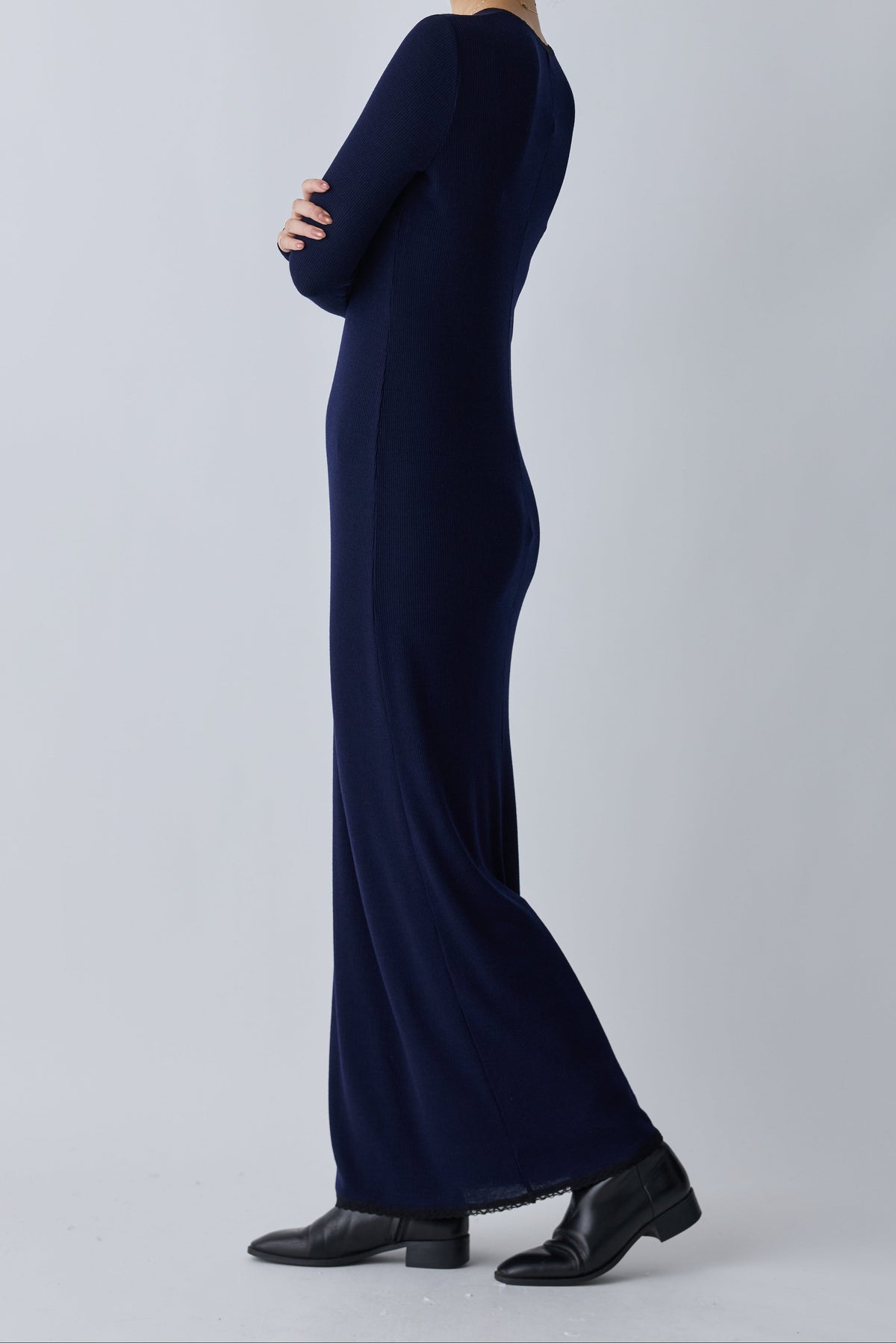 Nekkar rib long dress_navy