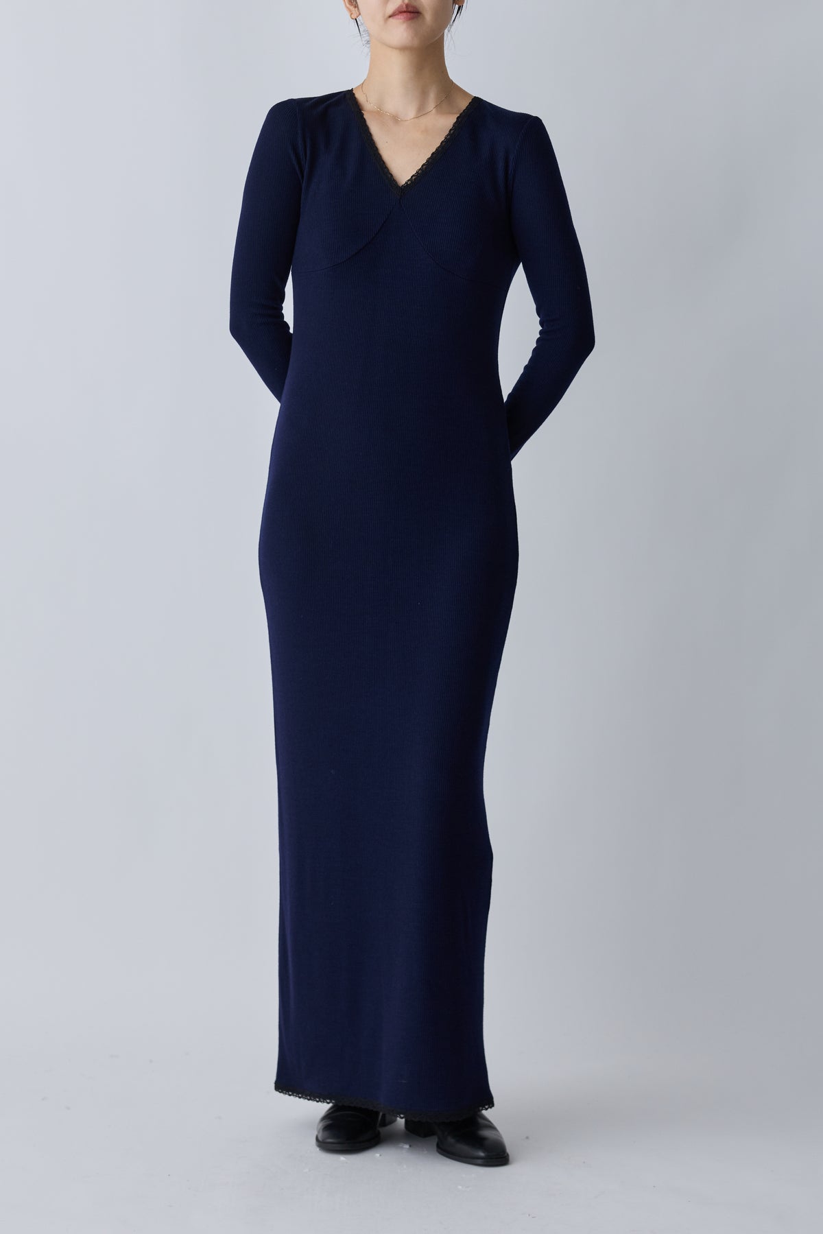 Nekkar rib long dress_navy