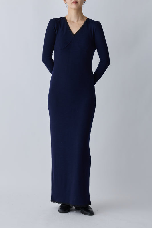 Nekkar rib long dress_navy